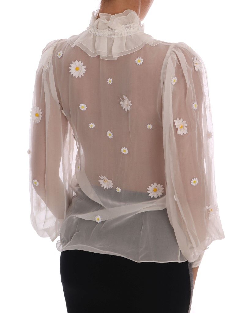 Daisy Applique Silk Women's Shirt - Dolce & Gabbana - Modalova