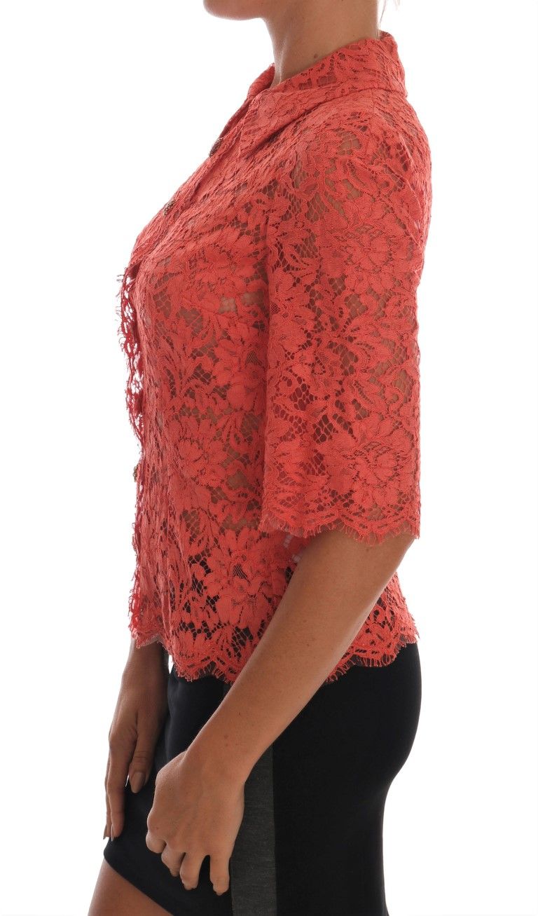 Crystal Buttons Floral Lace Women's Blouse - Dolce & Gabbana - Modalova