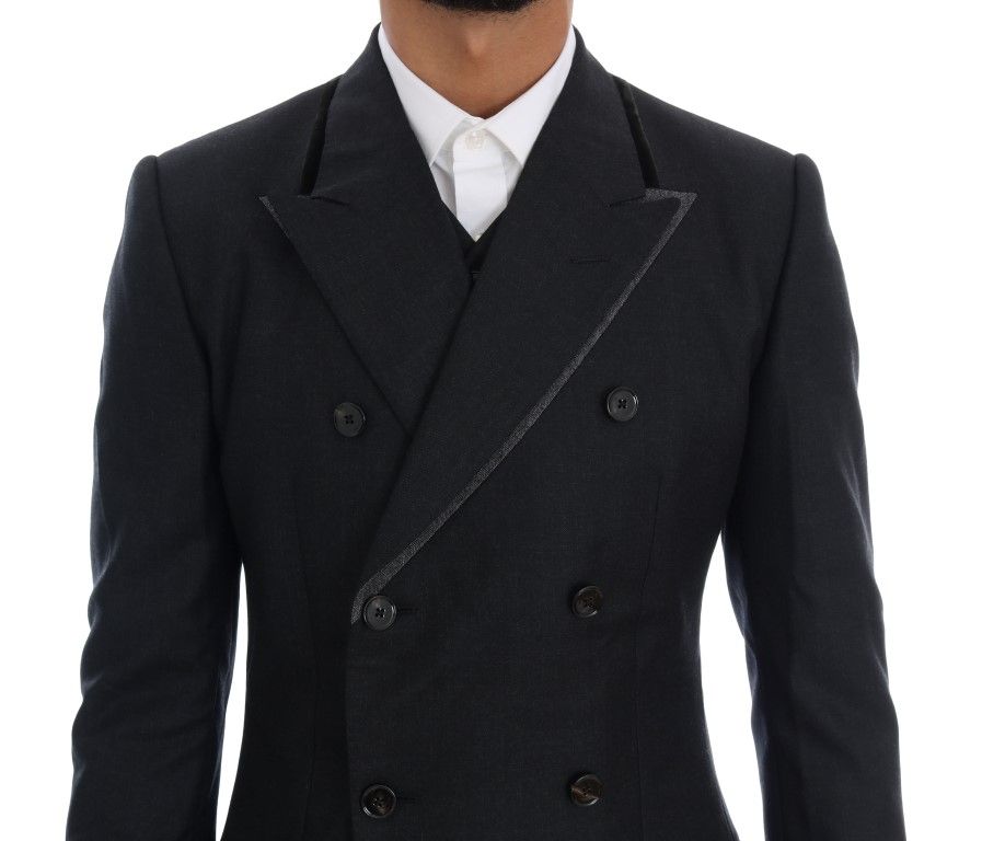 Wool Double Breasted 3 Piece Men's Suit - Dolce & Gabbana - Modalova