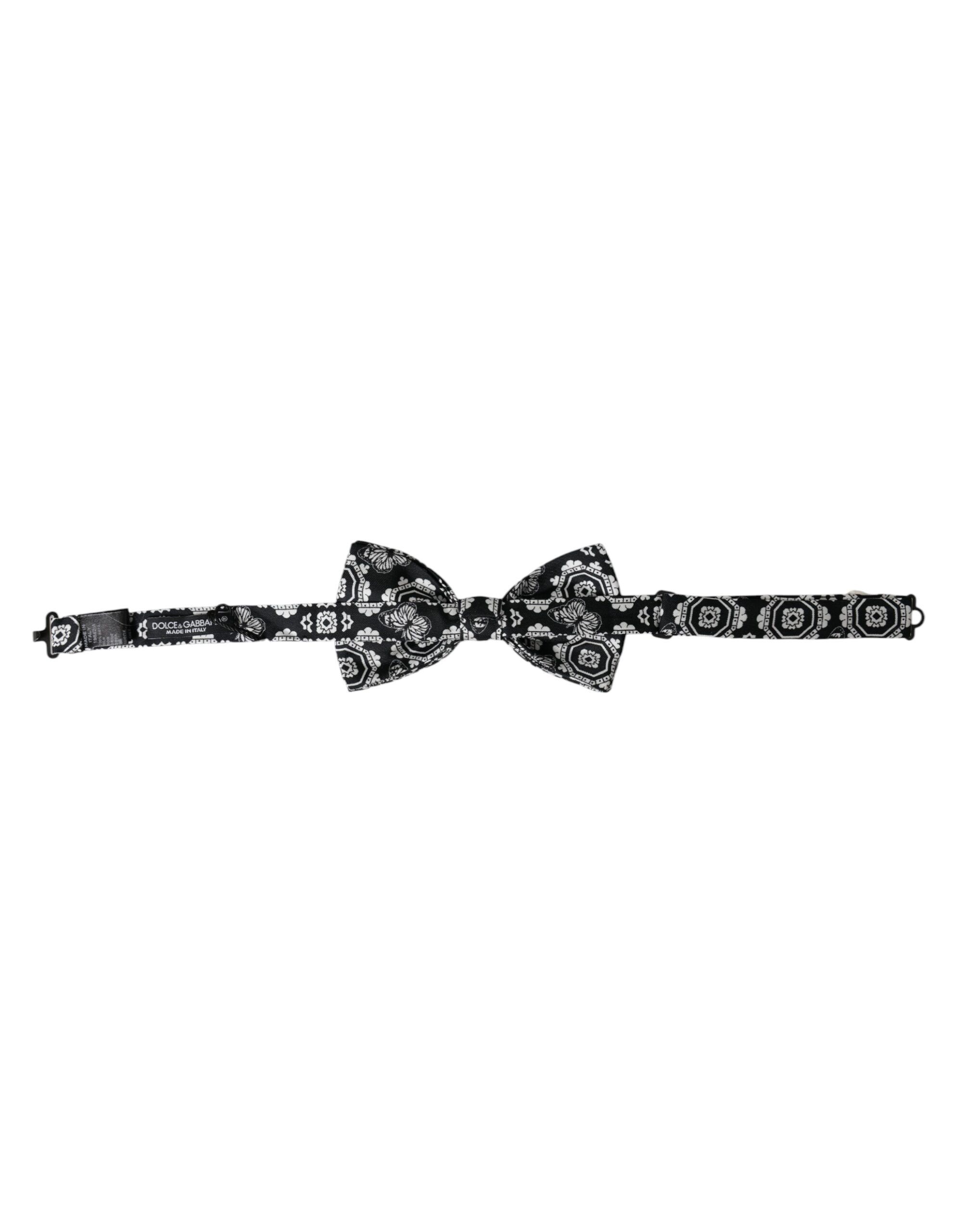 Black White Printed Adjustable Neck Men Bow Men's Tie - Dolce & Gabbana - Modalova