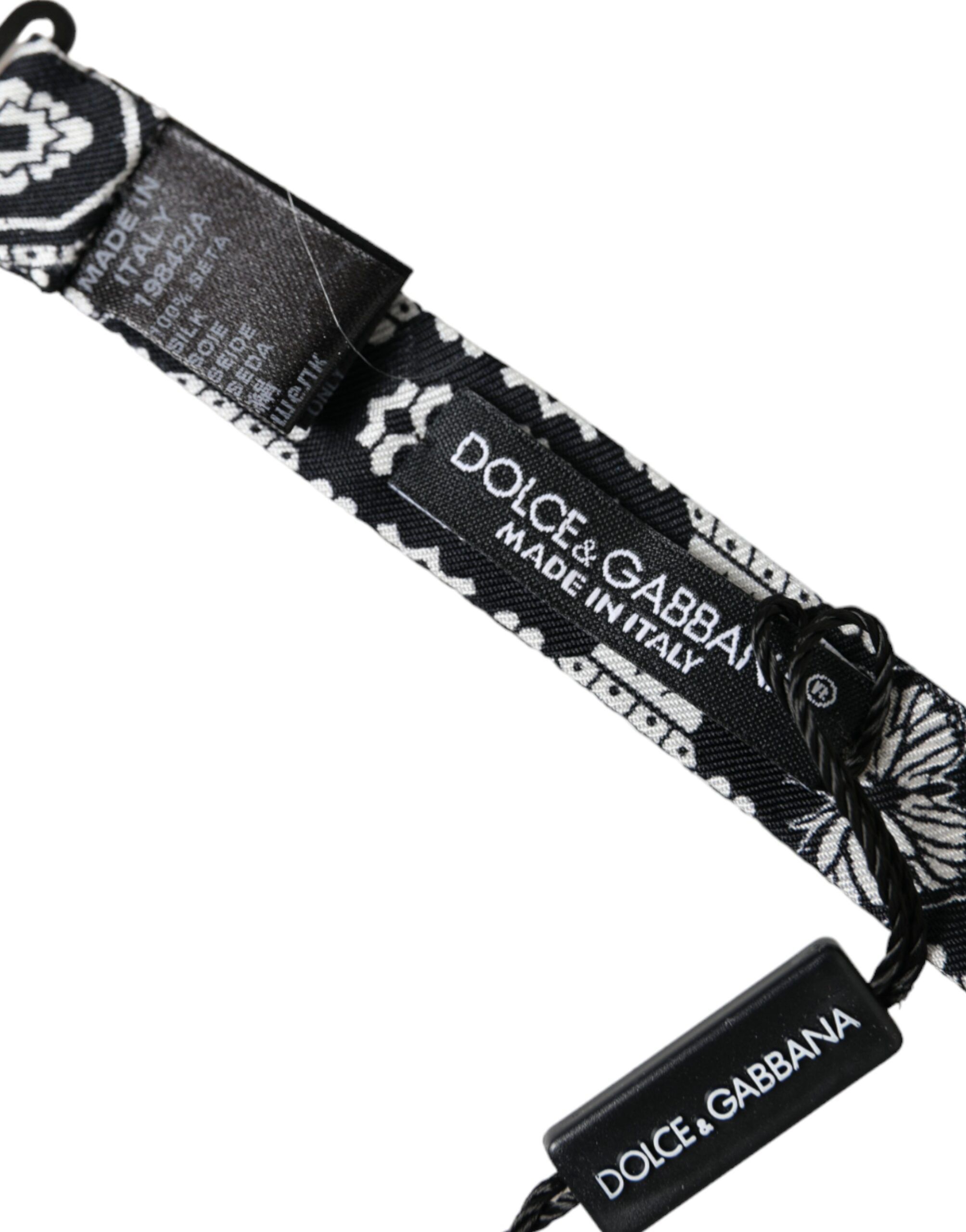 Black White Printed Adjustable Neck Men Bow Men's Tie - Dolce & Gabbana - Modalova