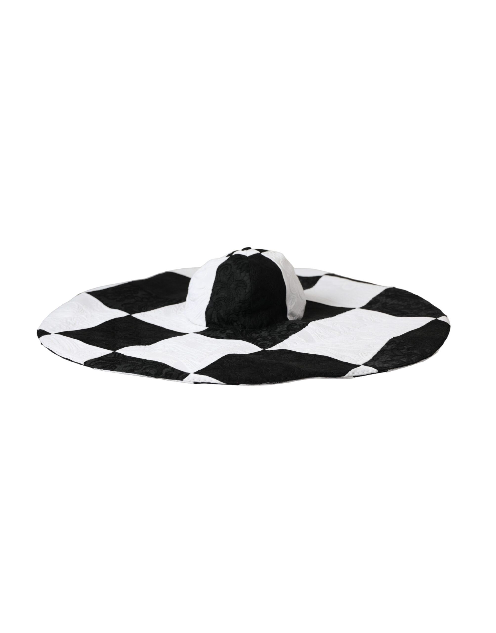 Black White Checkered Wide Brim Floppy Women's Hat - Dolce & Gabbana - Modalova