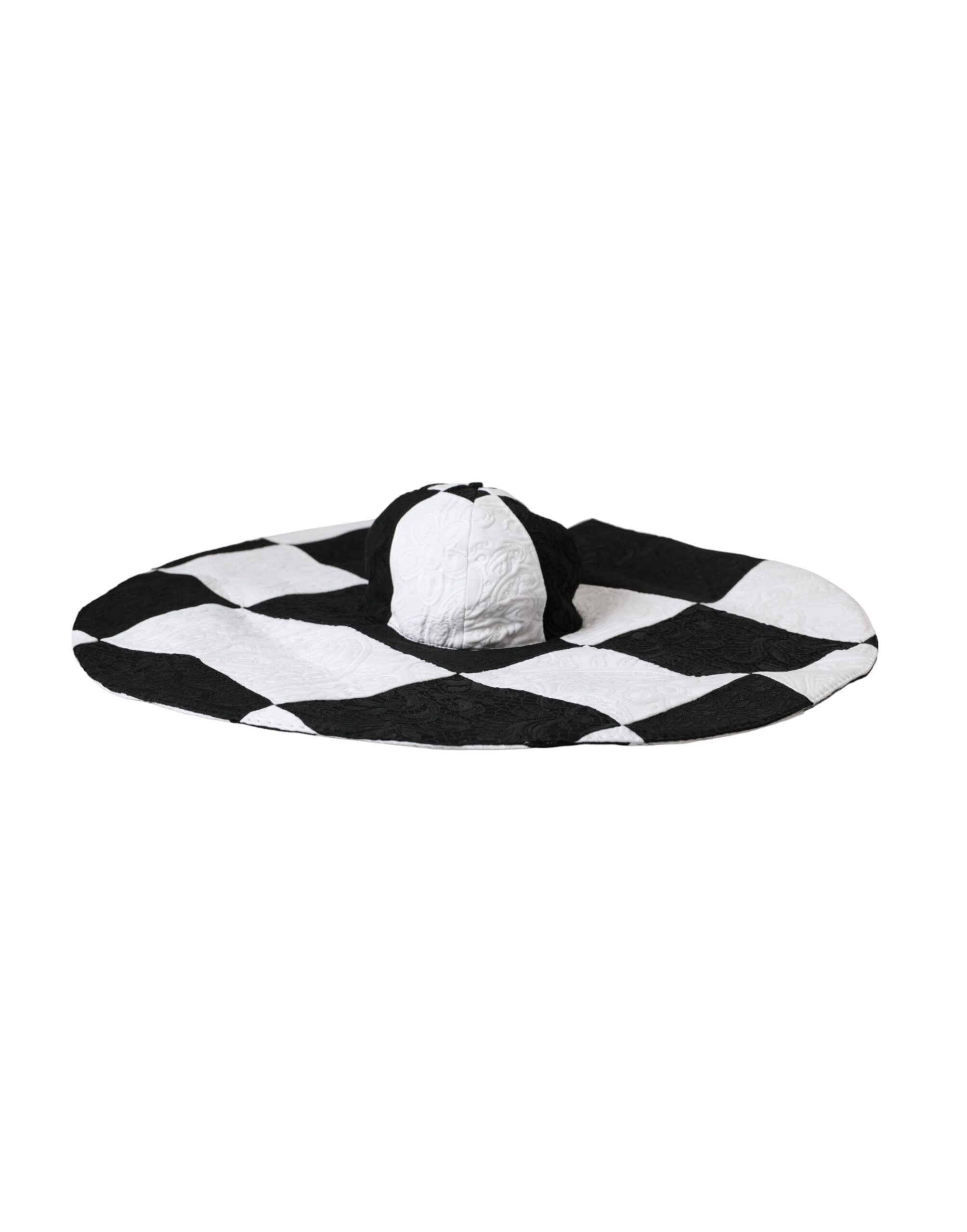 Black White Checkered Wide Brim Floppy Women's Hat - Dolce & Gabbana - Modalova