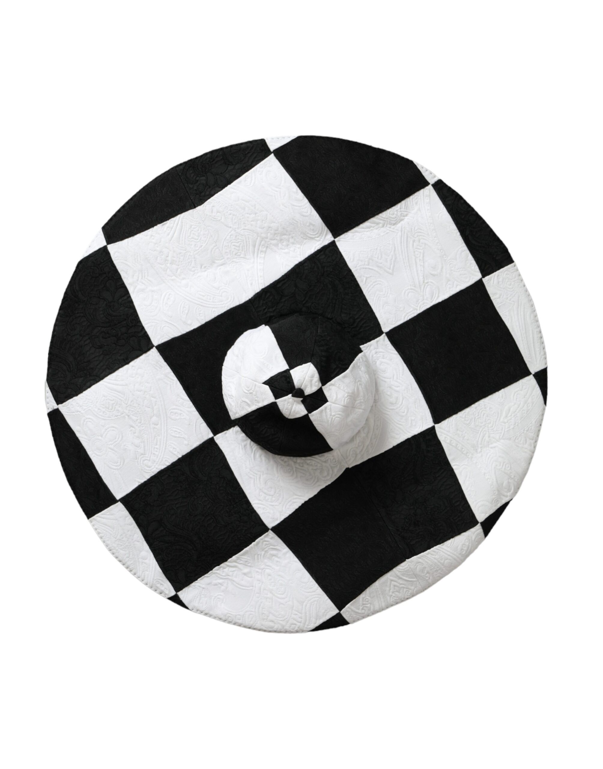 Black White Checkered Wide Brim Floppy Women's Hat - Dolce & Gabbana - Modalova