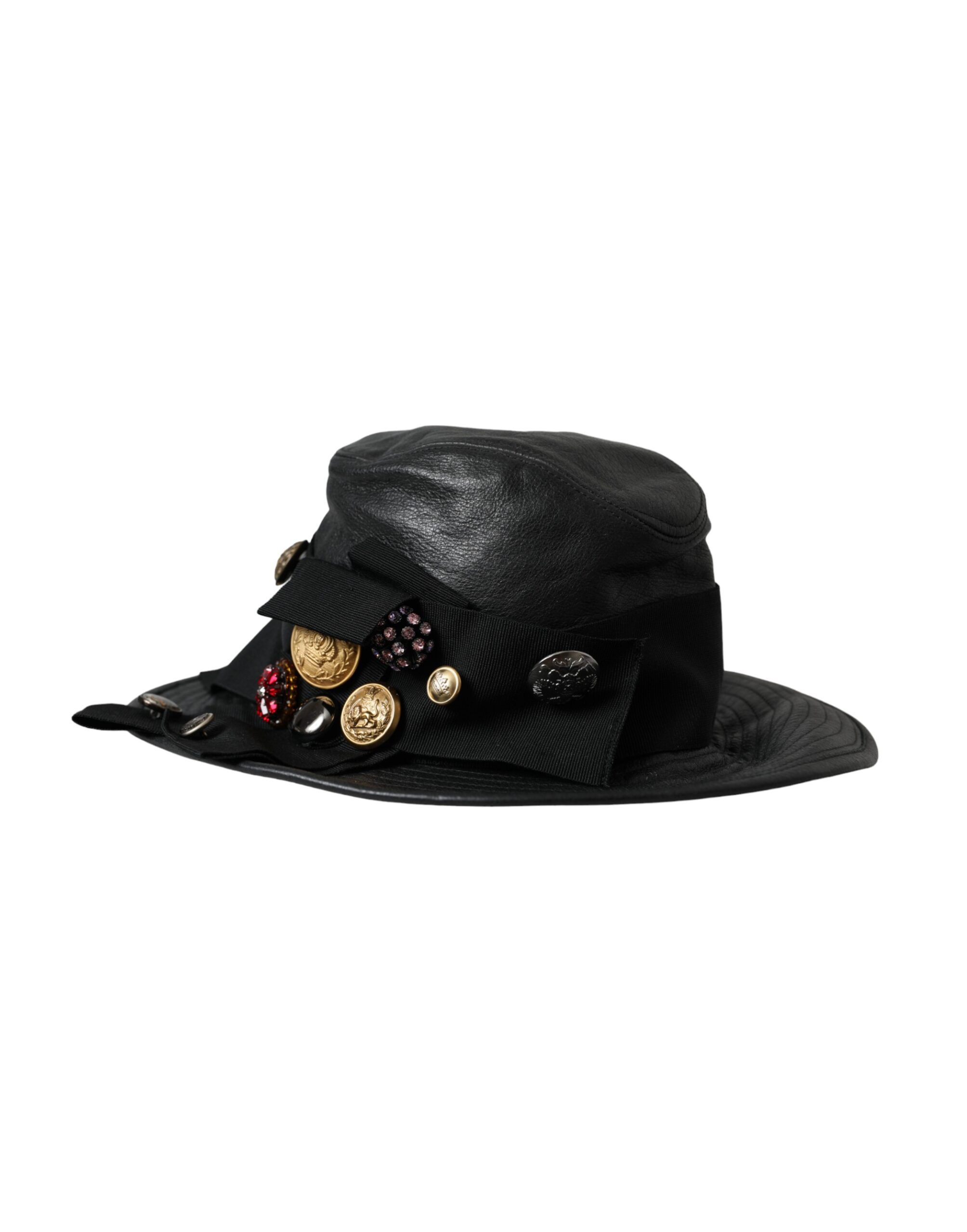 Leather DG Coin Crystal Wide Brim Women's Hat - Dolce & Gabbana - Modalova