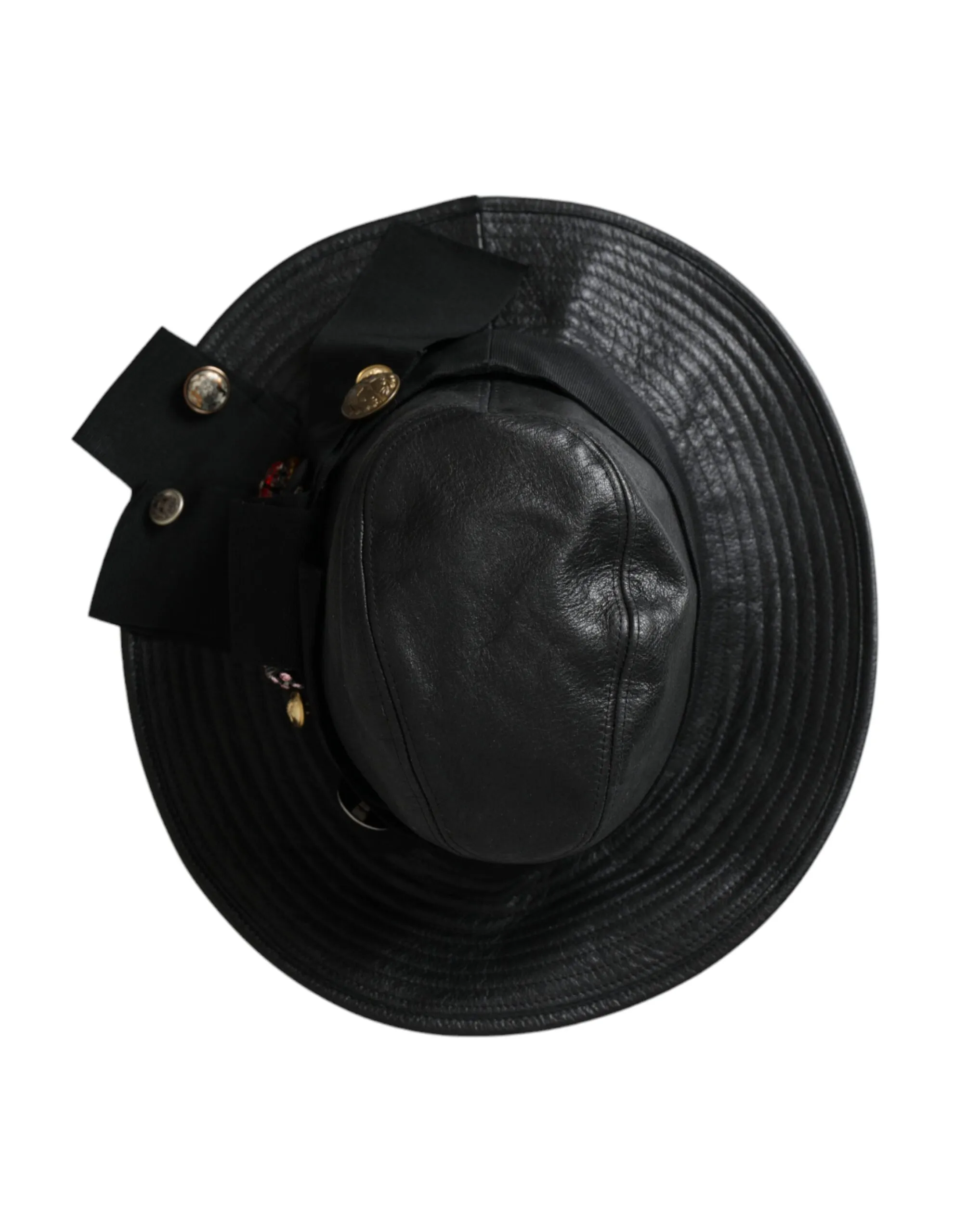 Leather DG Coin Crystal Wide Brim Women's Hat - Dolce & Gabbana - Modalova