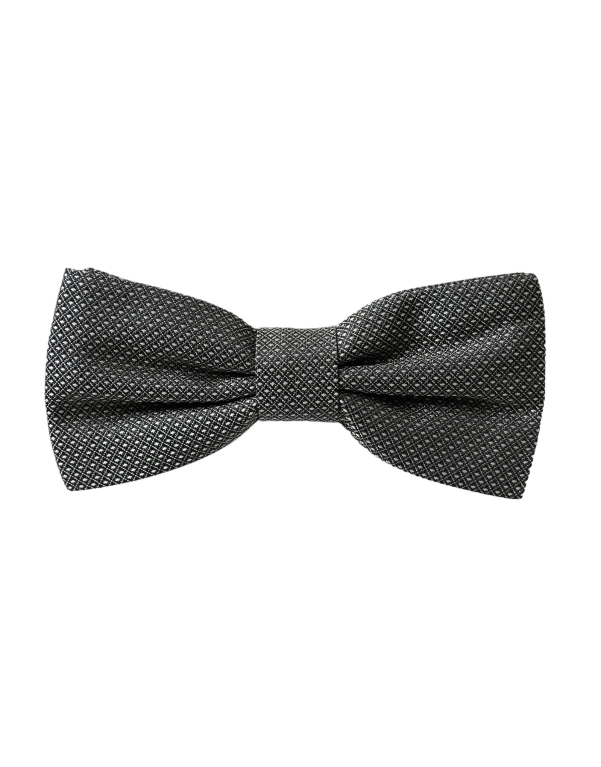 Gray Silk Patterned Adjustable Neck Men Papillon Bow Men's Tie - Dolce & Gabbana - Modalova