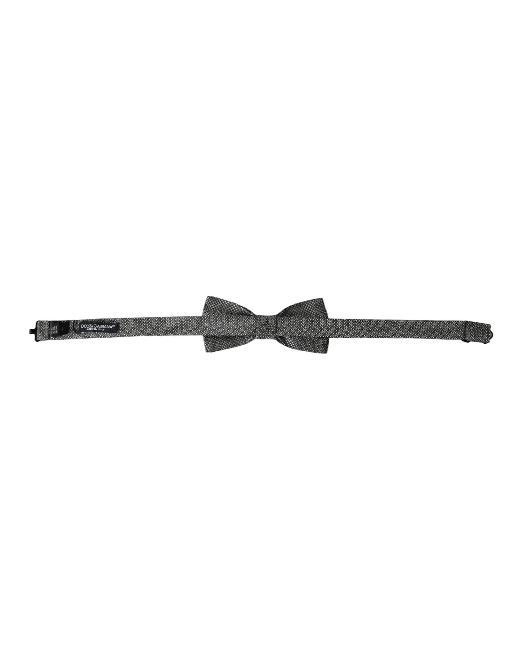 Gray Silk Patterned Adjustable Neck Men Papillon Bow Men's Tie - Dolce & Gabbana - Modalova