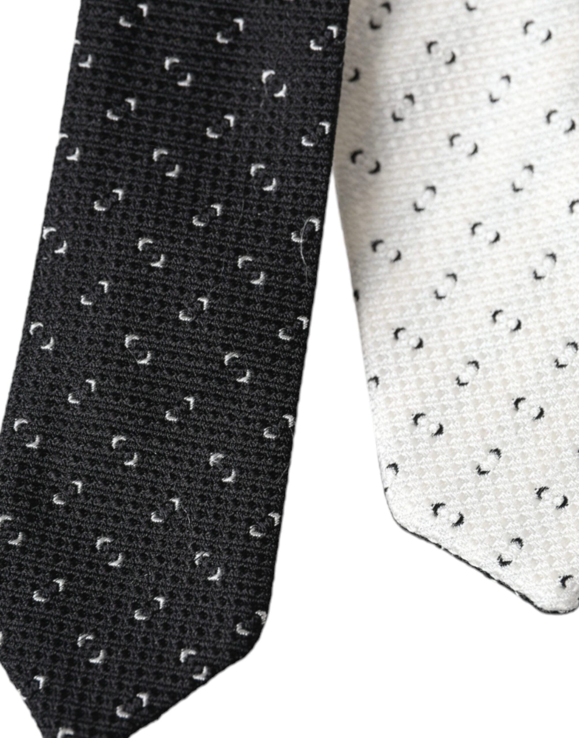 Black White Patterned Adjustable Men's Tie - Dolce & Gabbana - Modalova