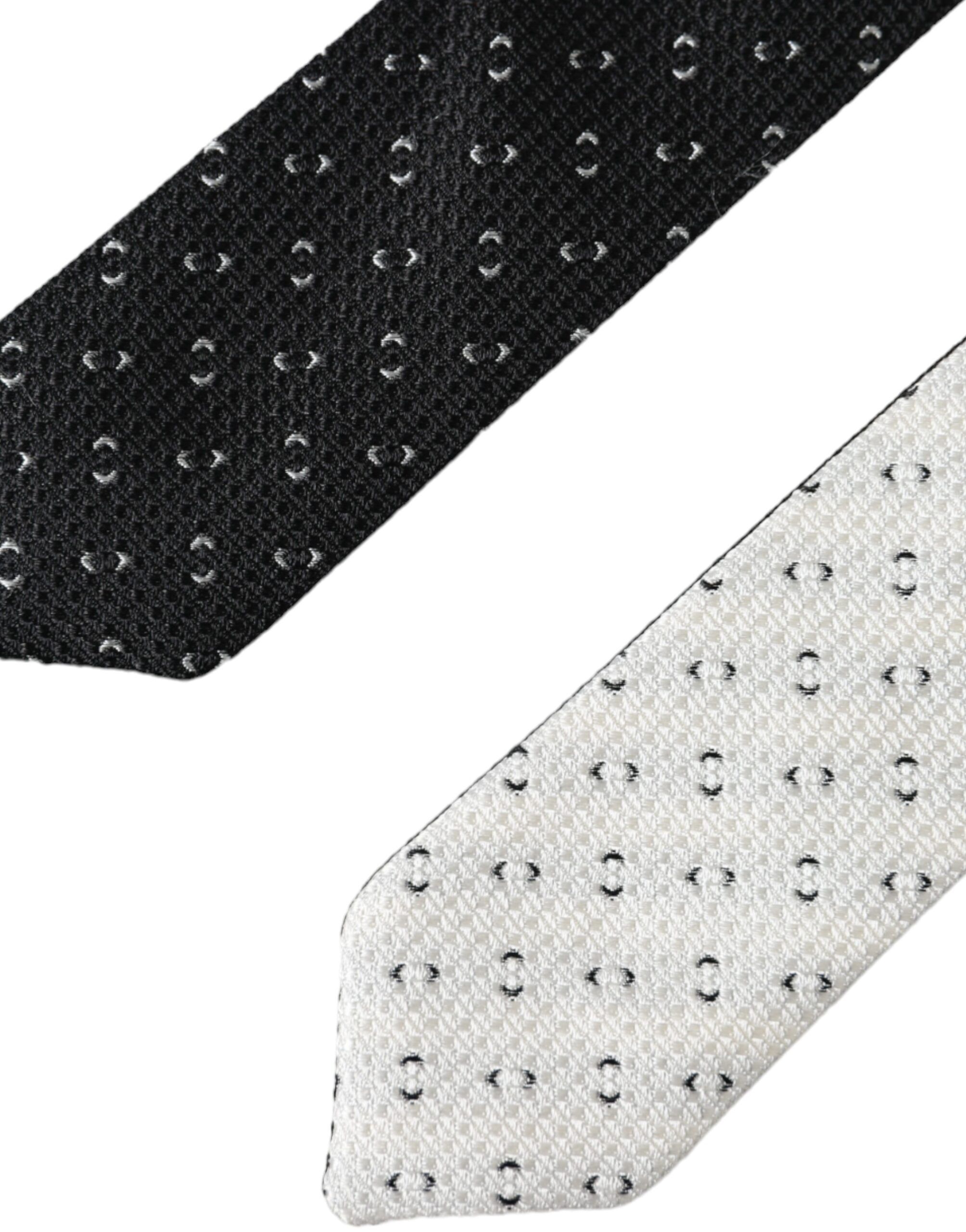 Black White Patterned Adjustable Men's Tie - Dolce & Gabbana - Modalova