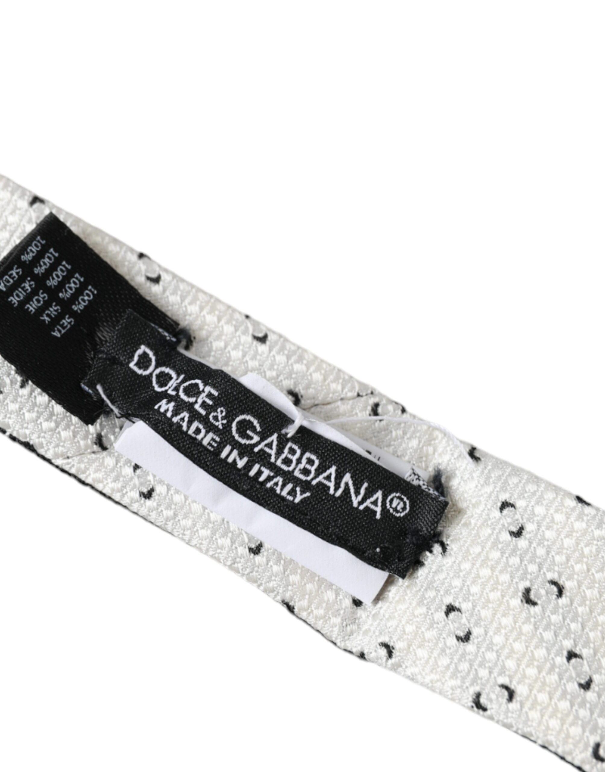 Black White Patterned Adjustable Men's Tie - Dolce & Gabbana - Modalova