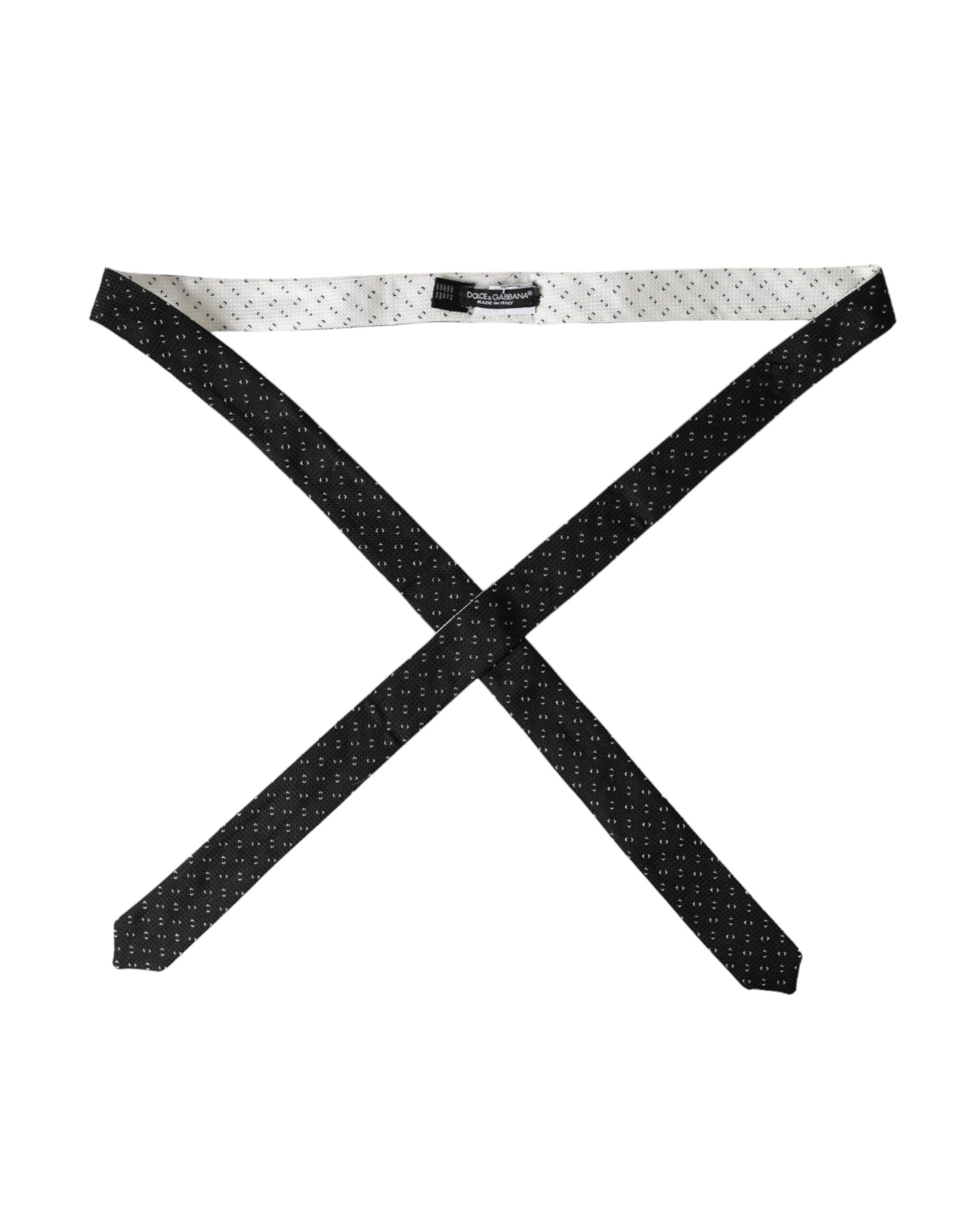 Black White Patterned Adjustable Men's Tie - Dolce & Gabbana - Modalova