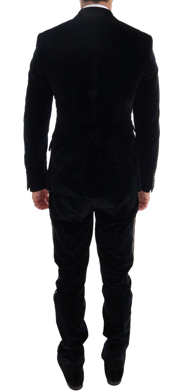 Velvet Two Button Slim 3 Piece Men's Suit - Dolce & Gabbana - Modalova