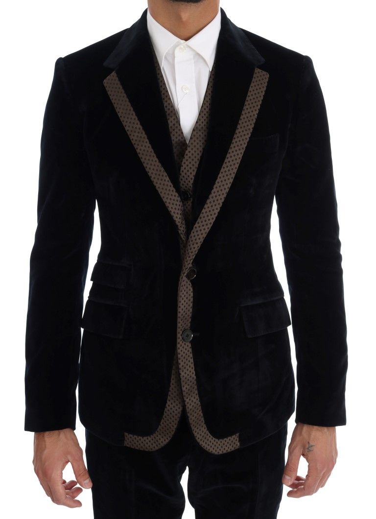 Velvet Two Button Slim 3 Piece Men's Suit - Dolce & Gabbana - Modalova