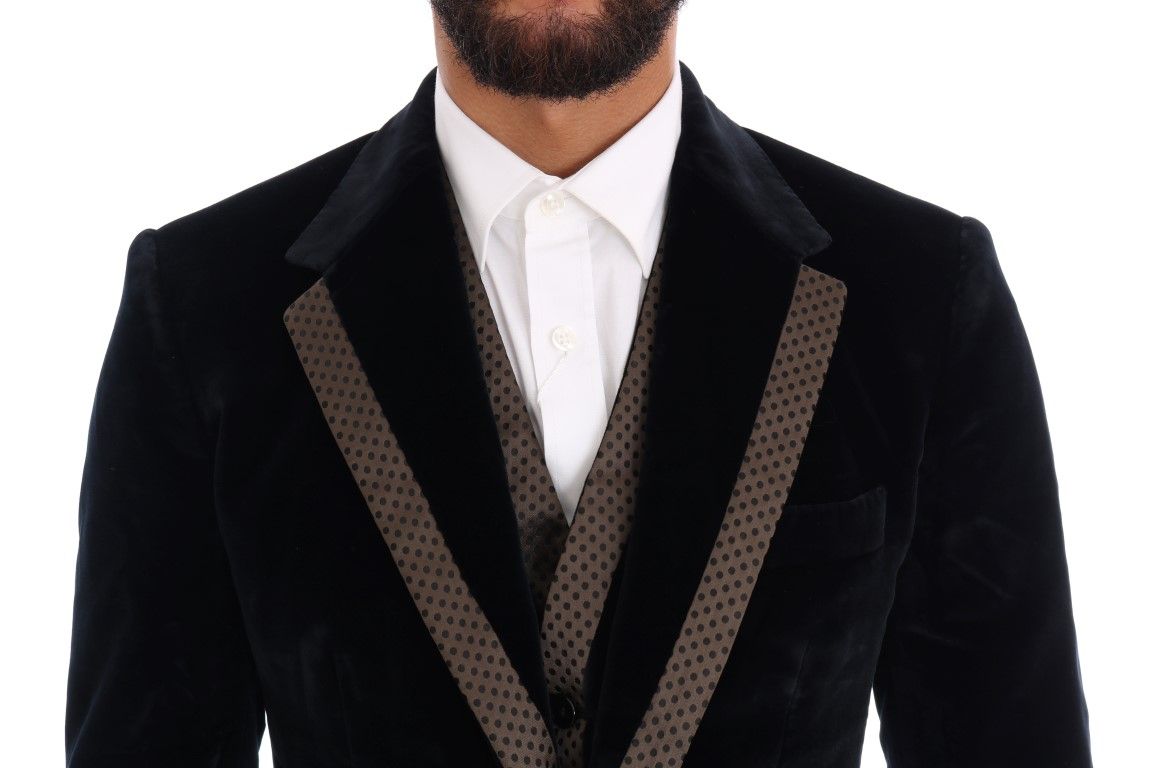 Velvet Two Button Slim 3 Piece Men's Suit - Dolce & Gabbana - Modalova