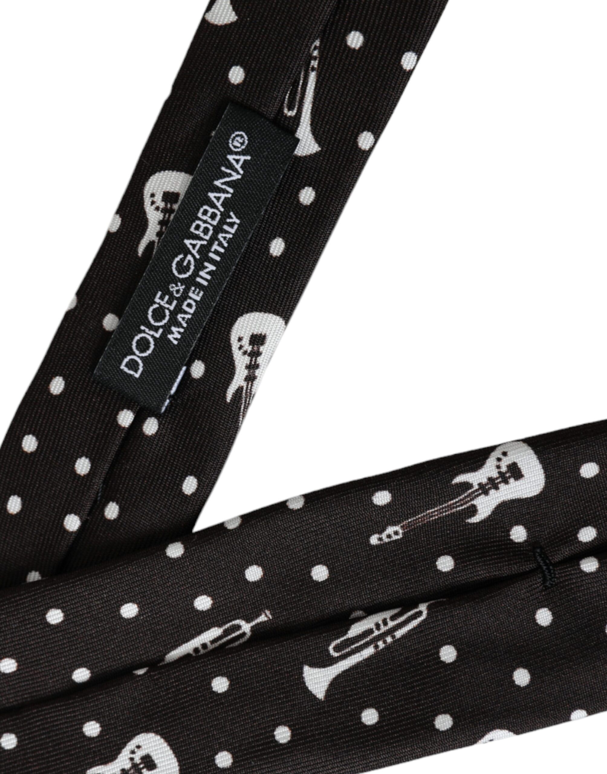 Guitar Print Silk Adjustable Men's Tie - Dolce & Gabbana - Modalova