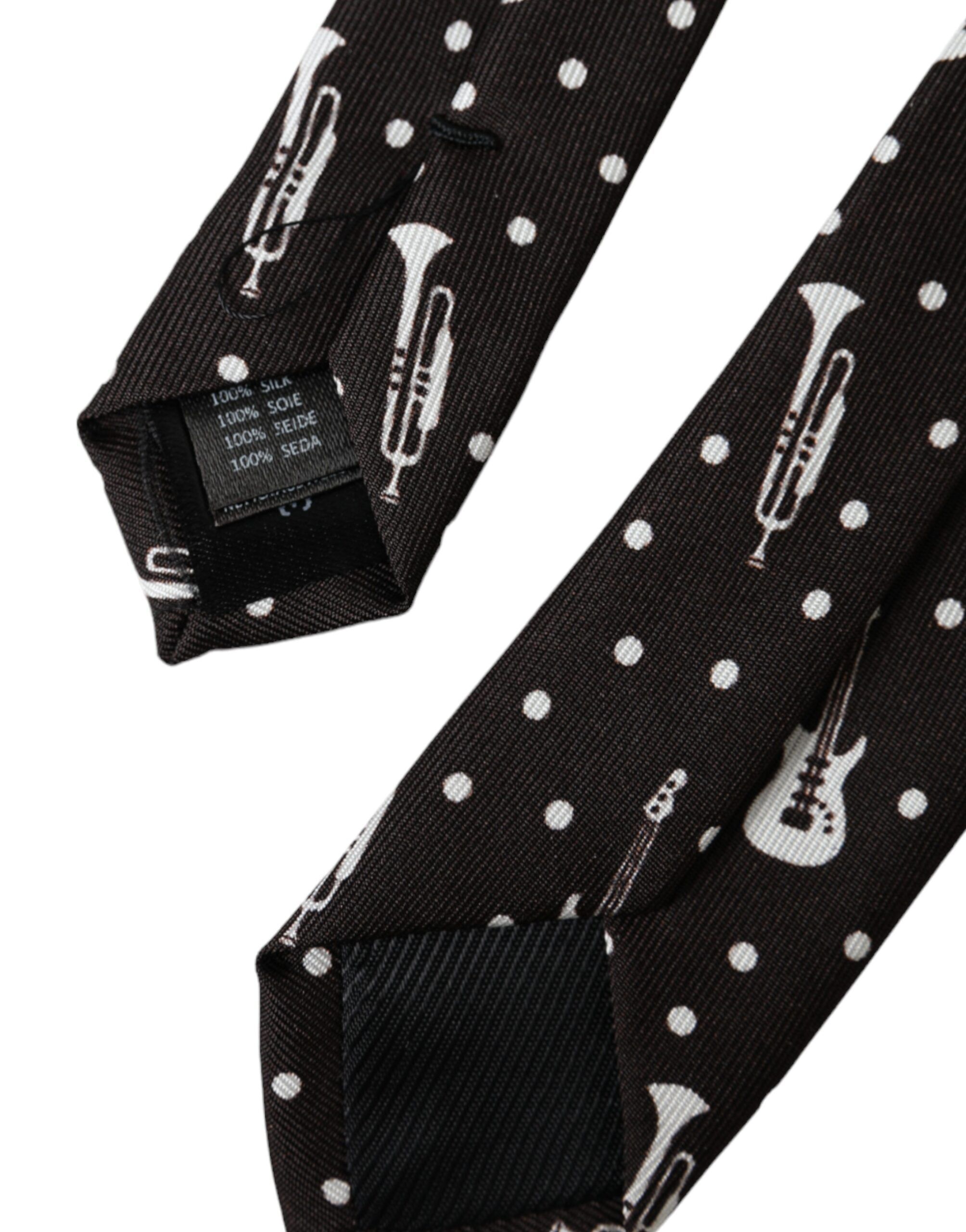 Guitar Print Silk Adjustable Men's Tie - Dolce & Gabbana - Modalova