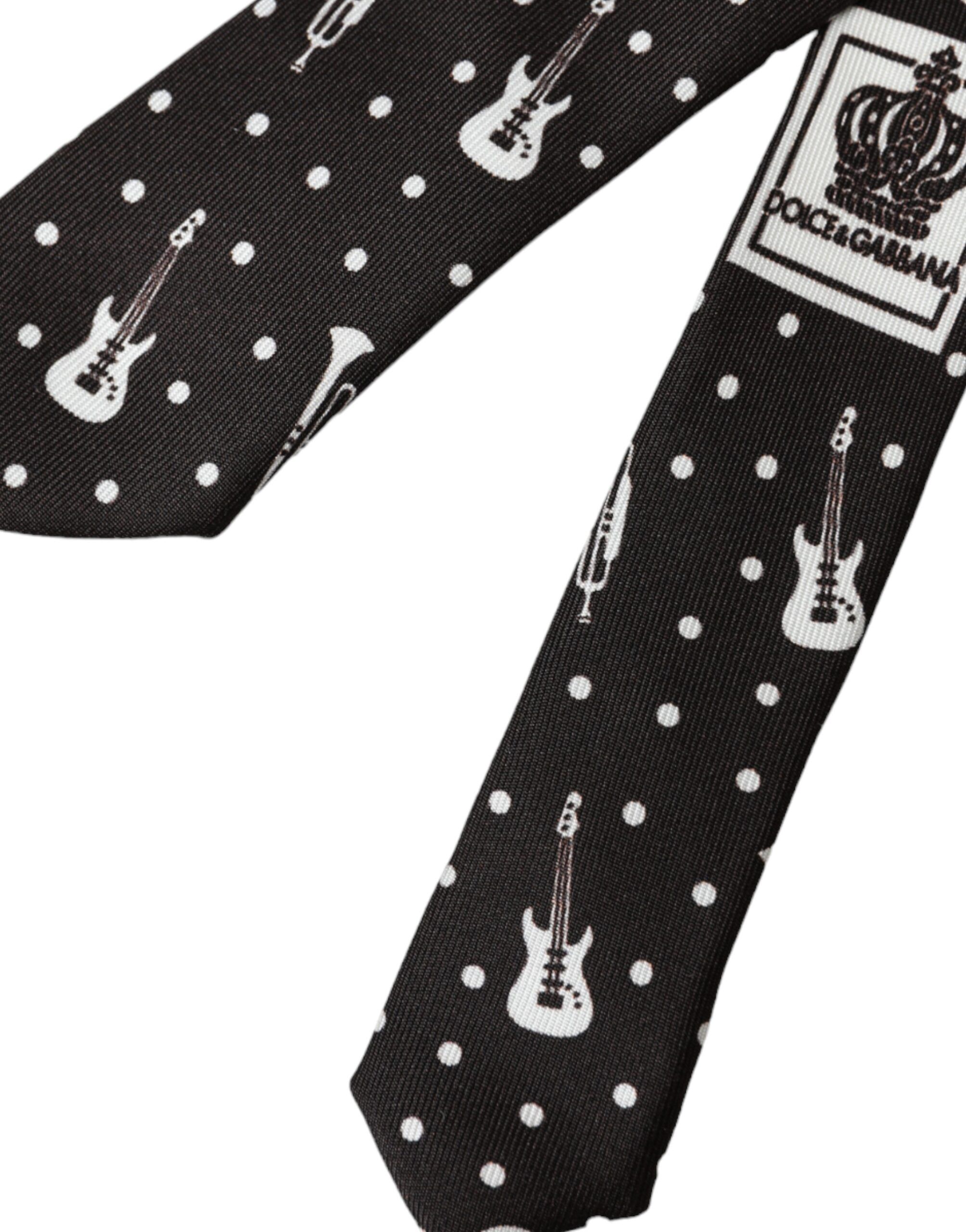 Guitar Print Silk Adjustable Men's Tie - Dolce & Gabbana - Modalova