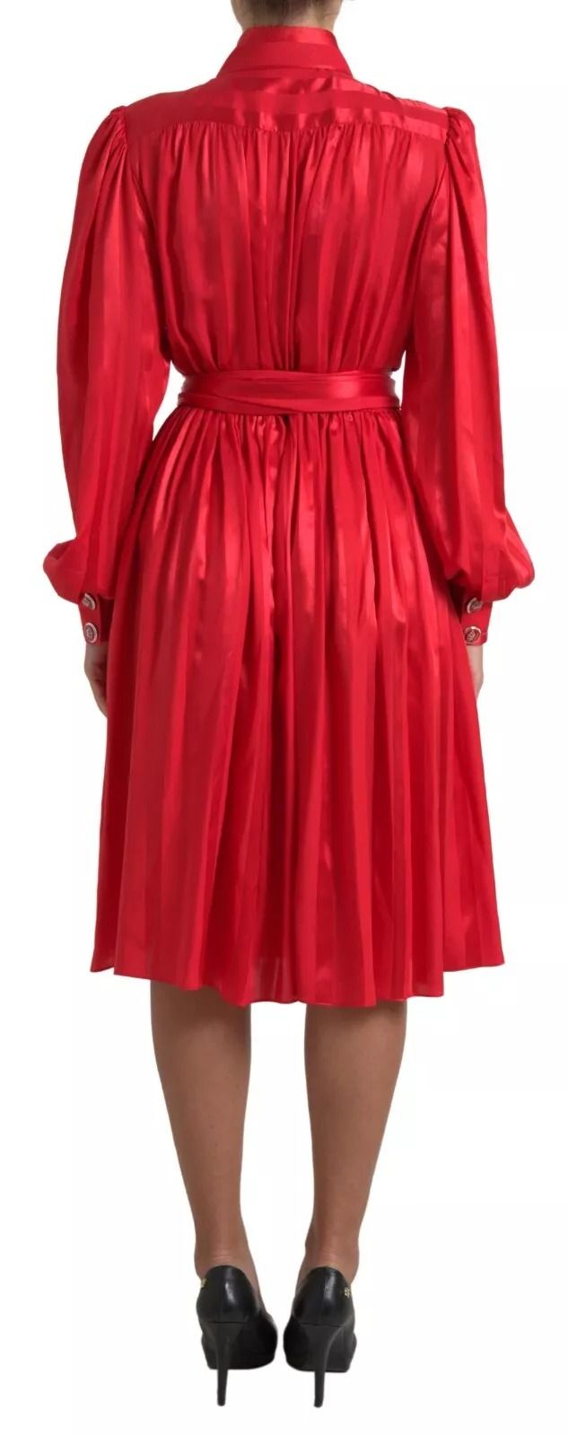 Button Down Belted Midi Satin Silk Women's Dress - Dolce & Gabbana - Modalova