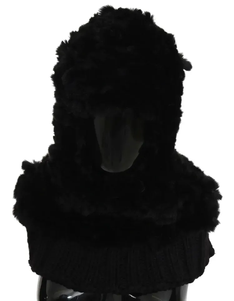 Silver Fox Fur Cashmere Hooded Women's Scarf - Dolce & Gabbana - Modalova