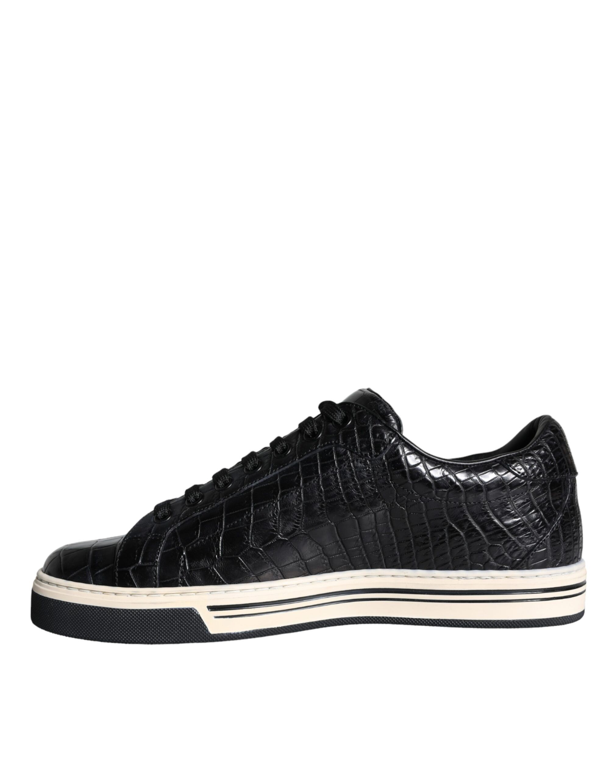 Black Leather Men Low Top Sneakers Men's Shoes - Dolce & Gabbana - Modalova