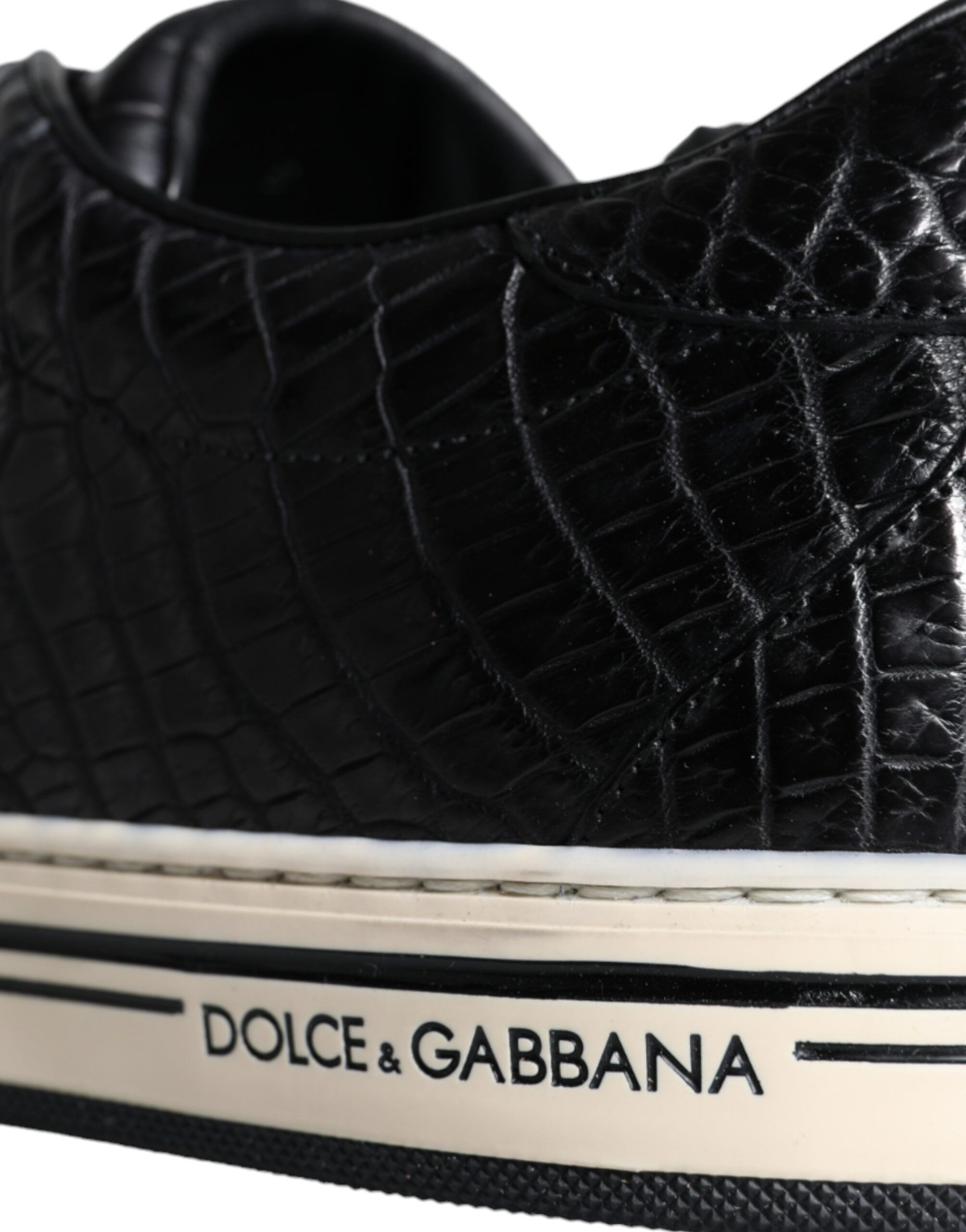 Black Leather Men Low Top Sneakers Men's Shoes - Dolce & Gabbana - Modalova