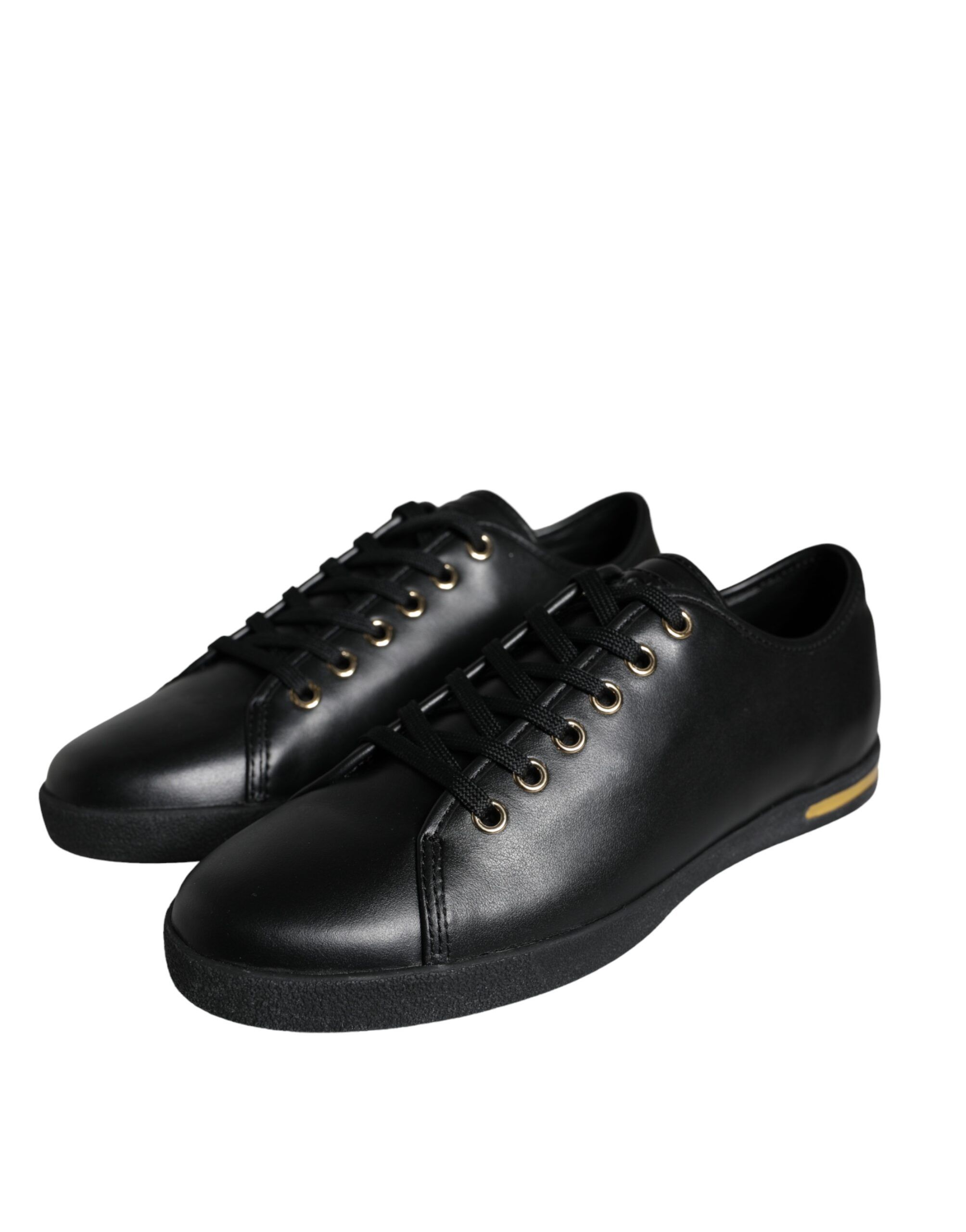 Black Gold Leather Classic Sneakers Women's Shoes - Dolce & Gabbana - Modalova