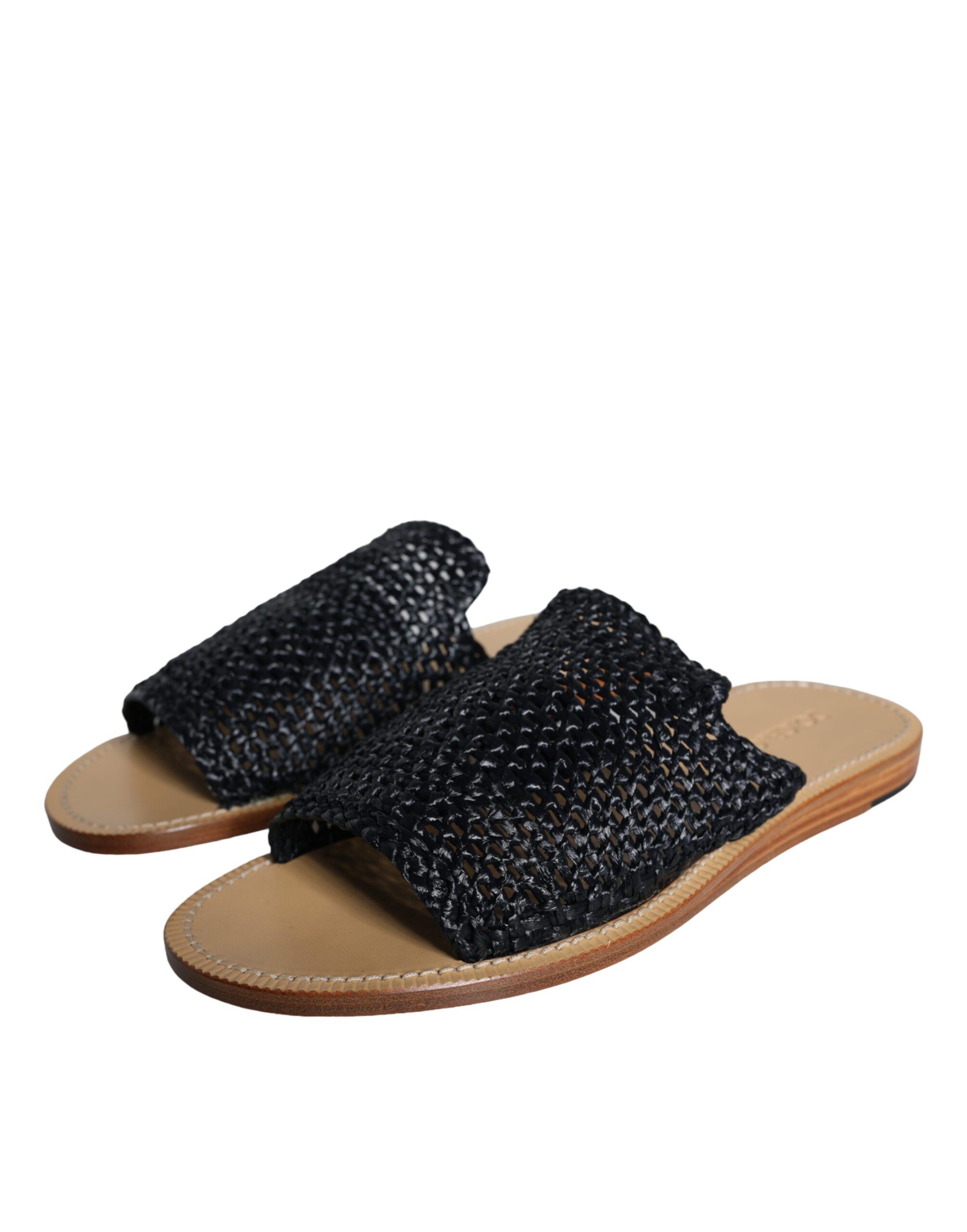 Monochrome Braided Raffia Slides Men's Shoes (Pre-Owned) - Dolce & Gabbana - Modalova