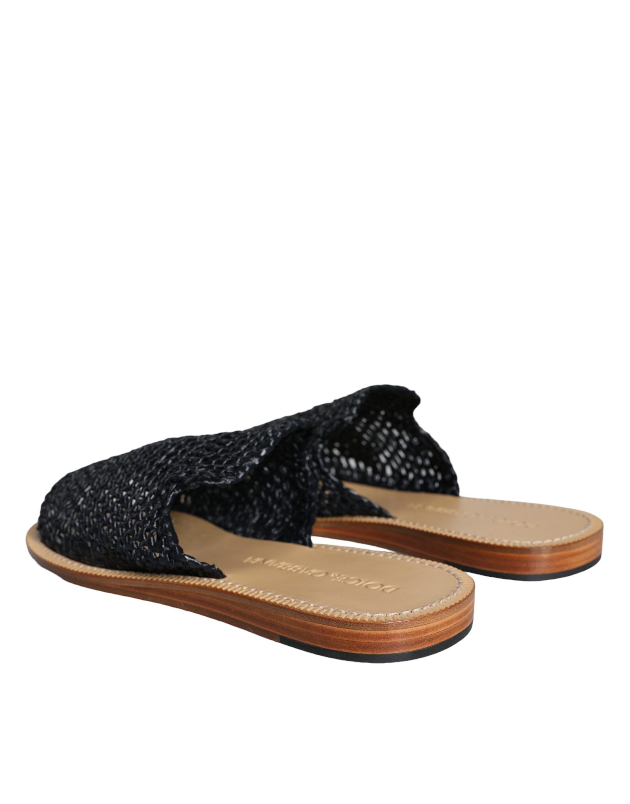 Monochrome Braided Raffia Slides Men's Shoes (Pre-Owned) - Dolce & Gabbana - Modalova