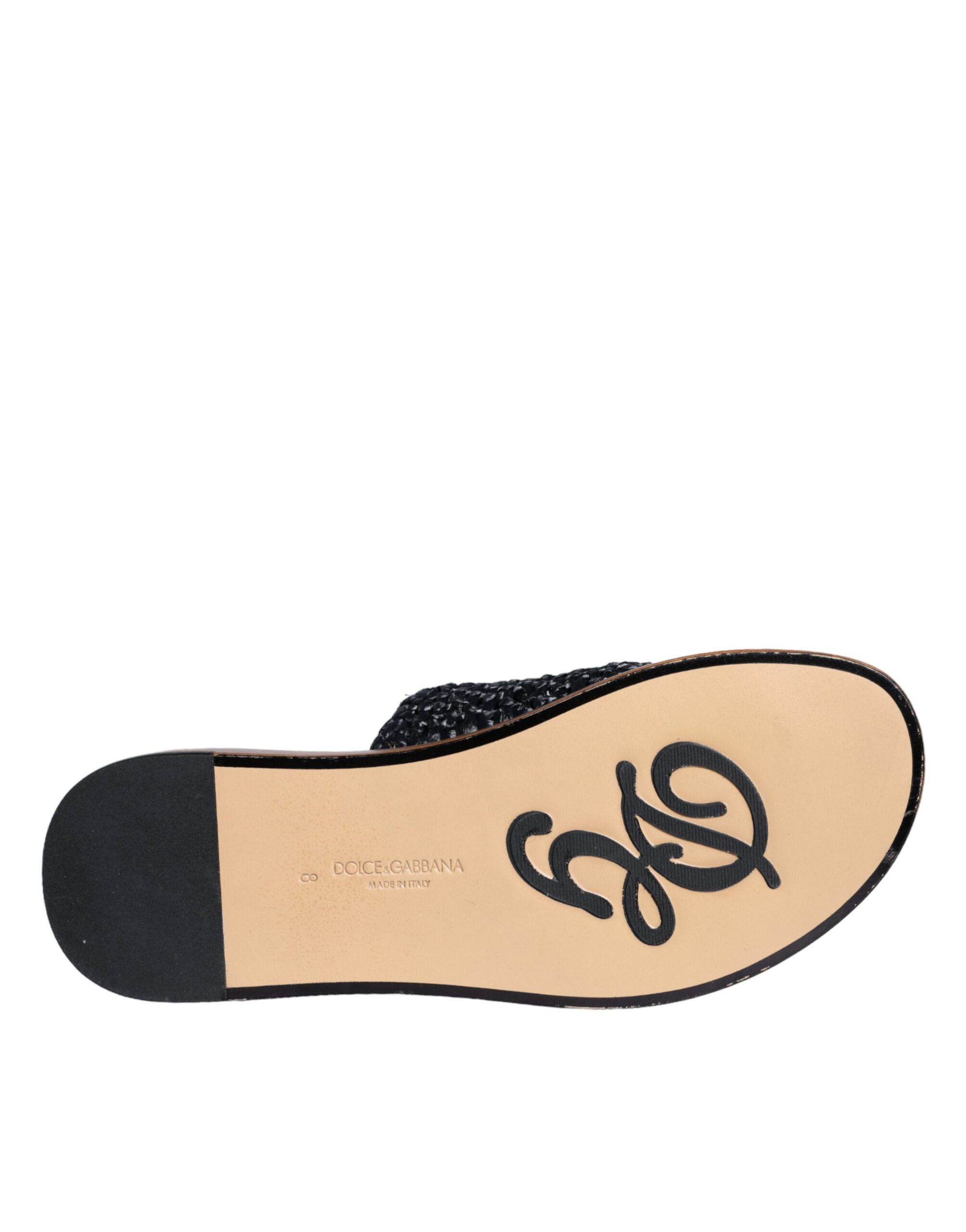 Monochrome Braided Raffia Slides Men's Shoes (Pre-Owned) - Dolce & Gabbana - Modalova