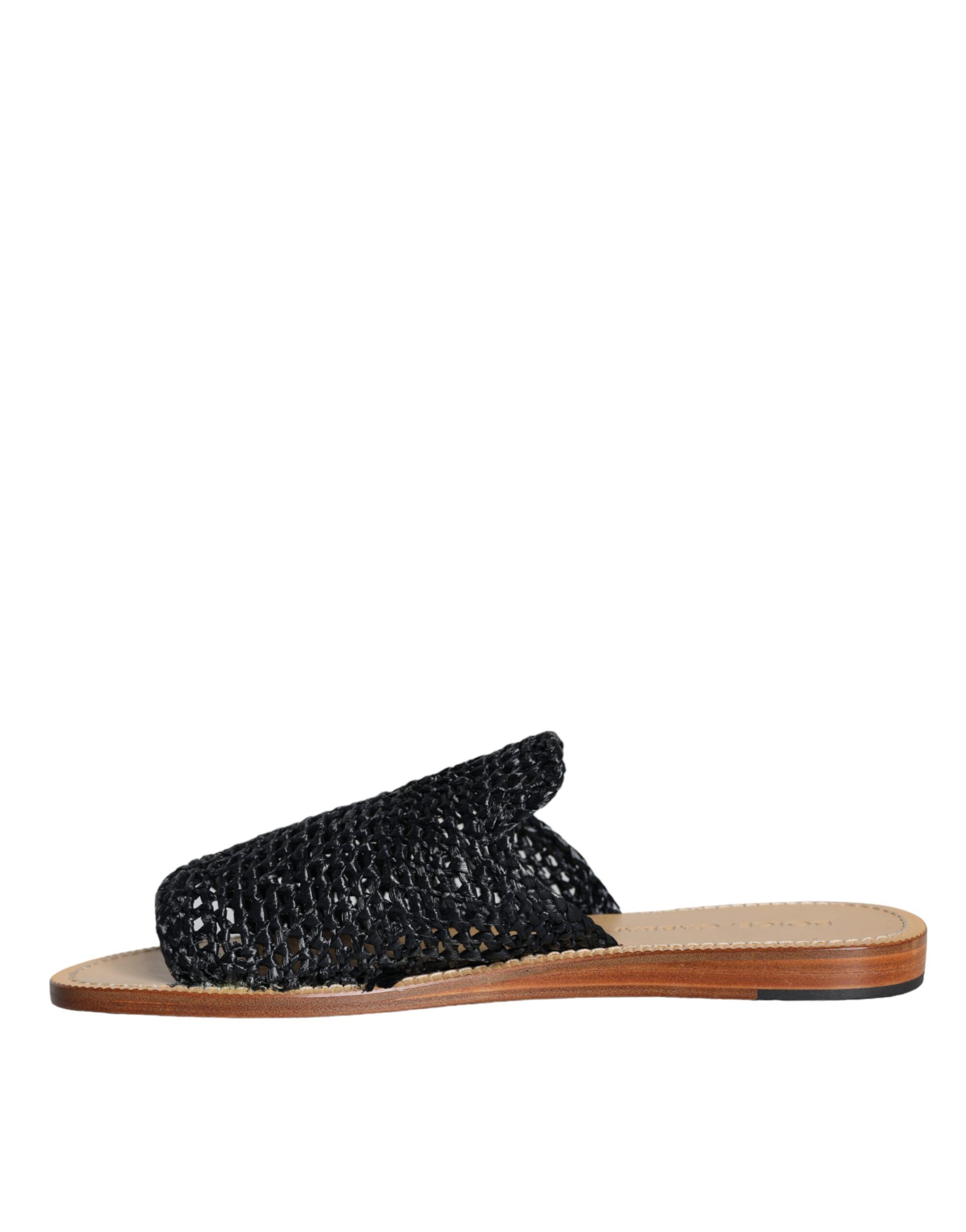 Monochrome Braided Raffia Slides Men's Shoes (Pre-Owned) - Dolce & Gabbana - Modalova