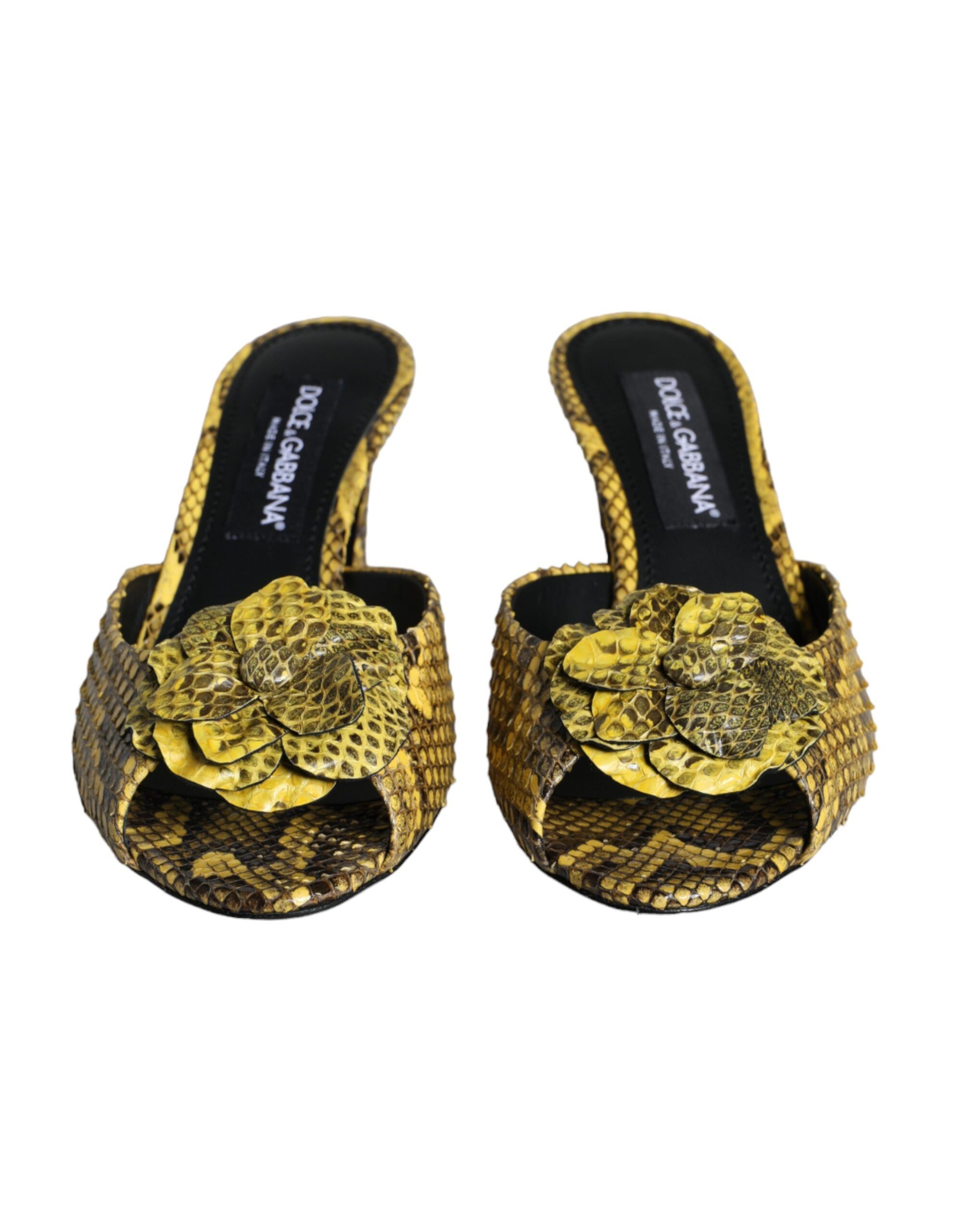 Leather Block Heels Slides Women's Shoes - Dolce & Gabbana - Modalova