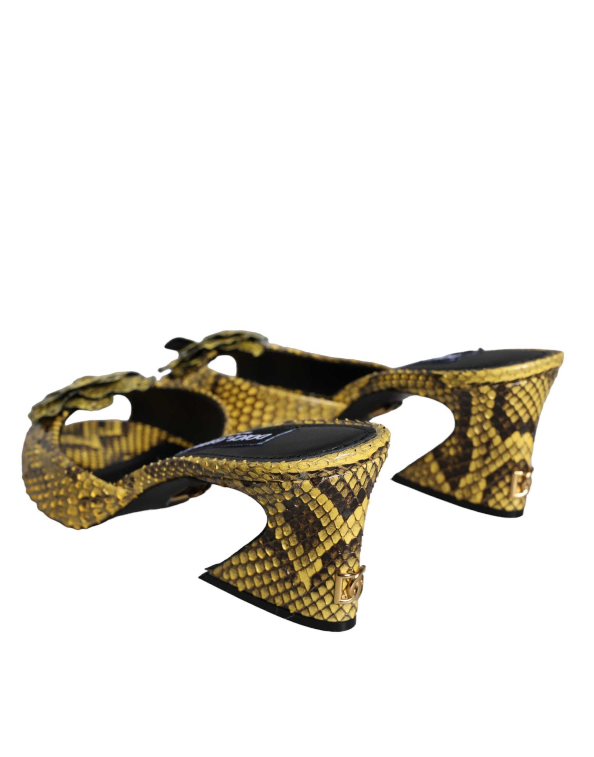 Leather Block Heels Slides Women's Shoes - Dolce & Gabbana - Modalova