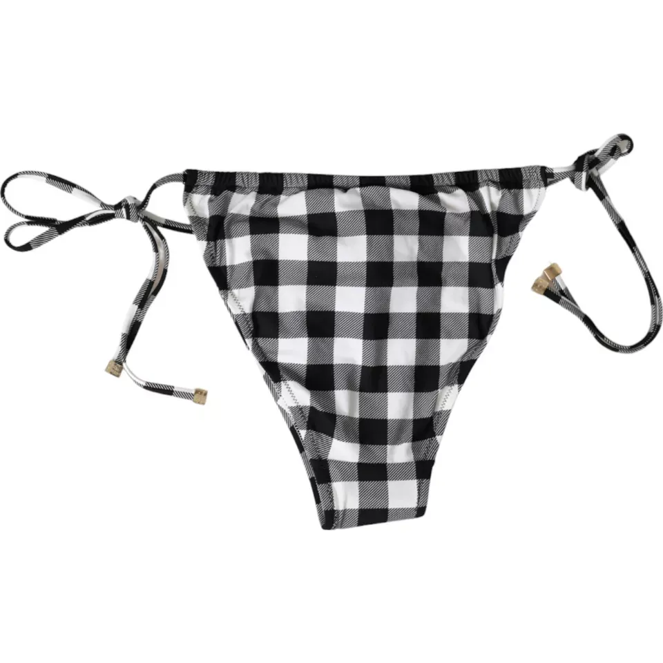 Black White Check Swimwear Beachwear Bottom Women's Bikini - Dolce & Gabbana - Modalova