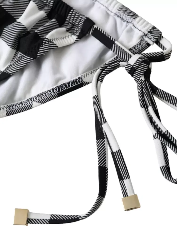 Black White Check Swimwear Beachwear Bottom Women's Bikini - Dolce & Gabbana - Modalova