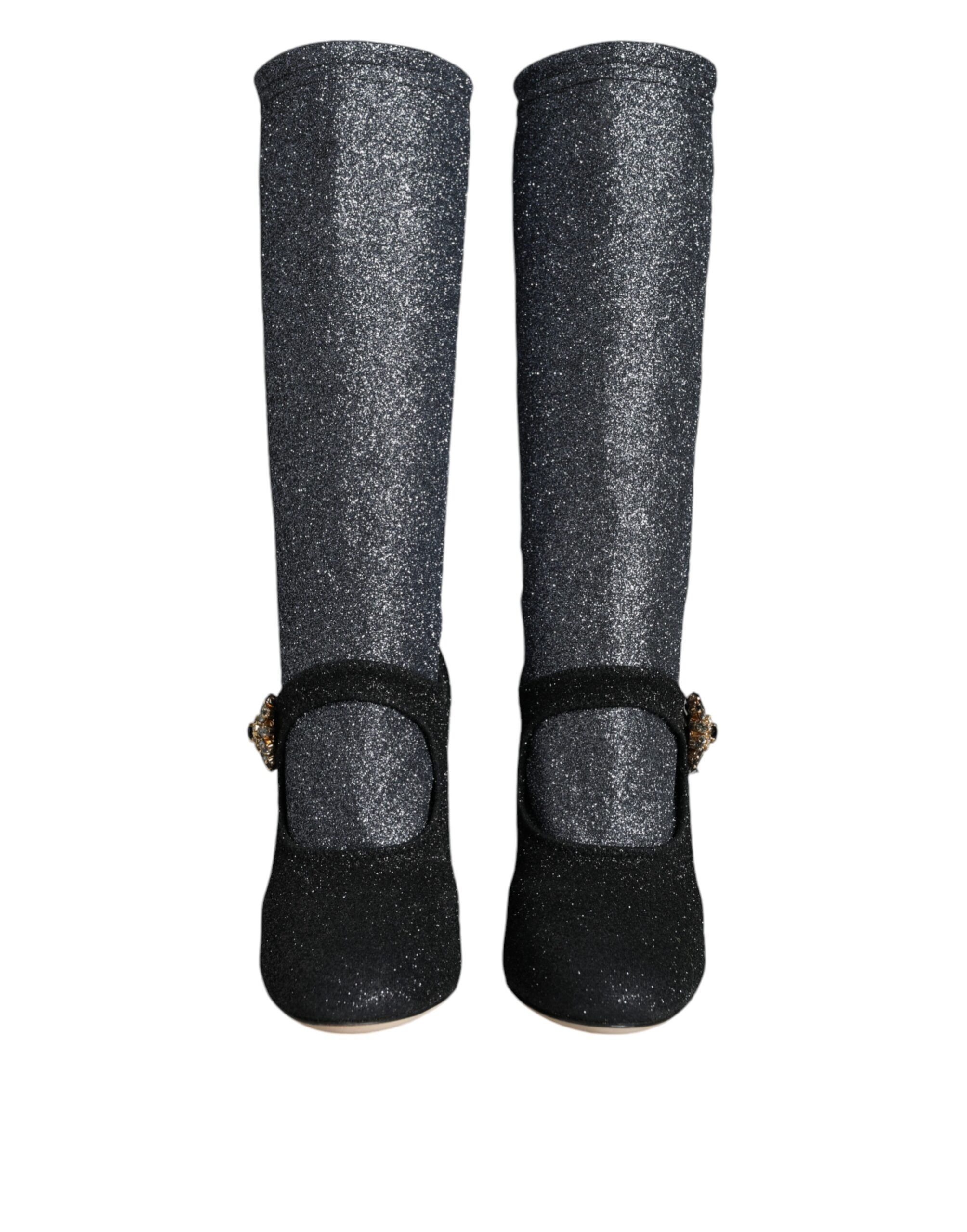 Black Crystal Mary Janes Booties Women's Shoes - Dolce & Gabbana - Modalova