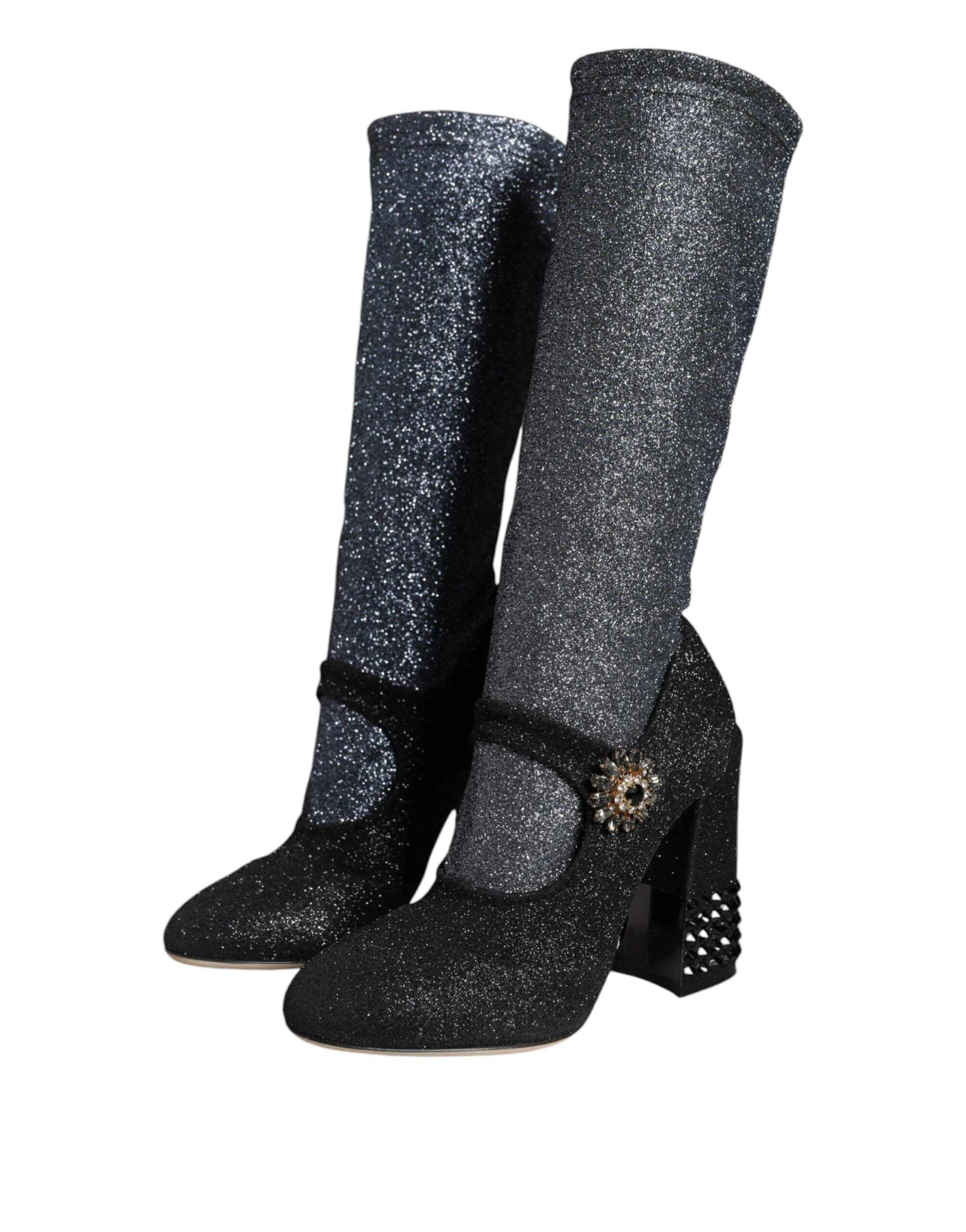 Black Crystal Mary Janes Booties Women's Shoes - Dolce & Gabbana - Modalova