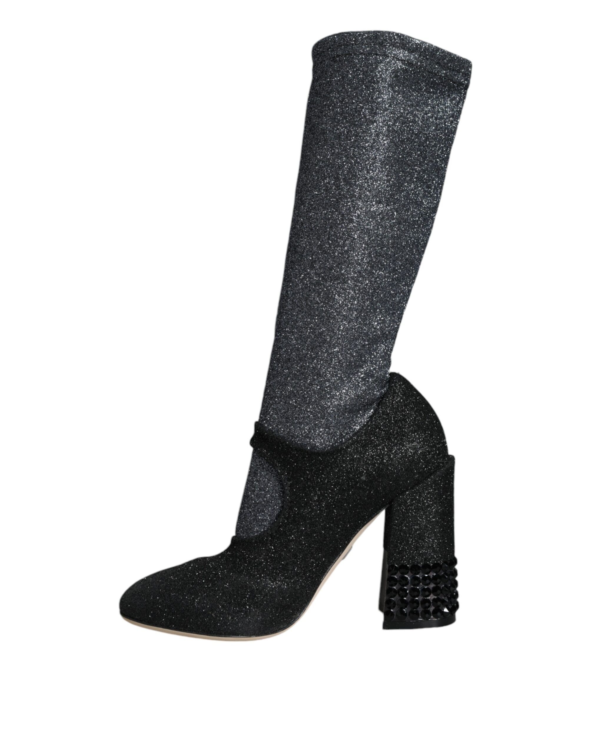 Black Crystal Mary Janes Booties Women's Shoes - Dolce & Gabbana - Modalova