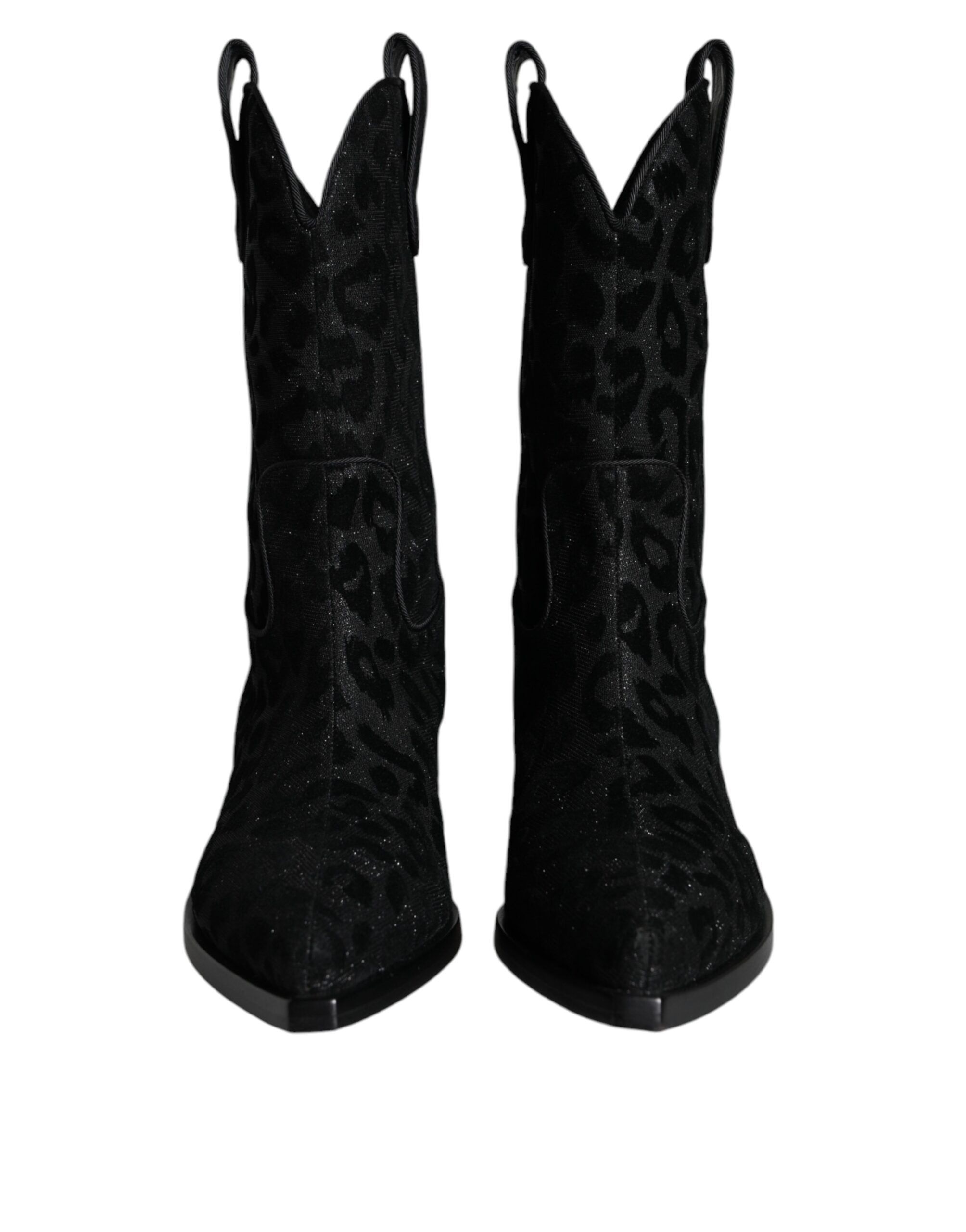Black Gray Leopard Cowboy Boots Women's Shoes - Dolce & Gabbana - Modalova