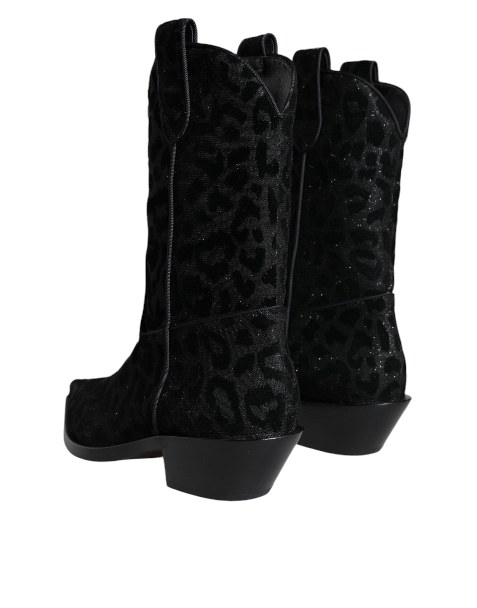 Black Gray Leopard Cowboy Boots Women's Shoes - Dolce & Gabbana - Modalova