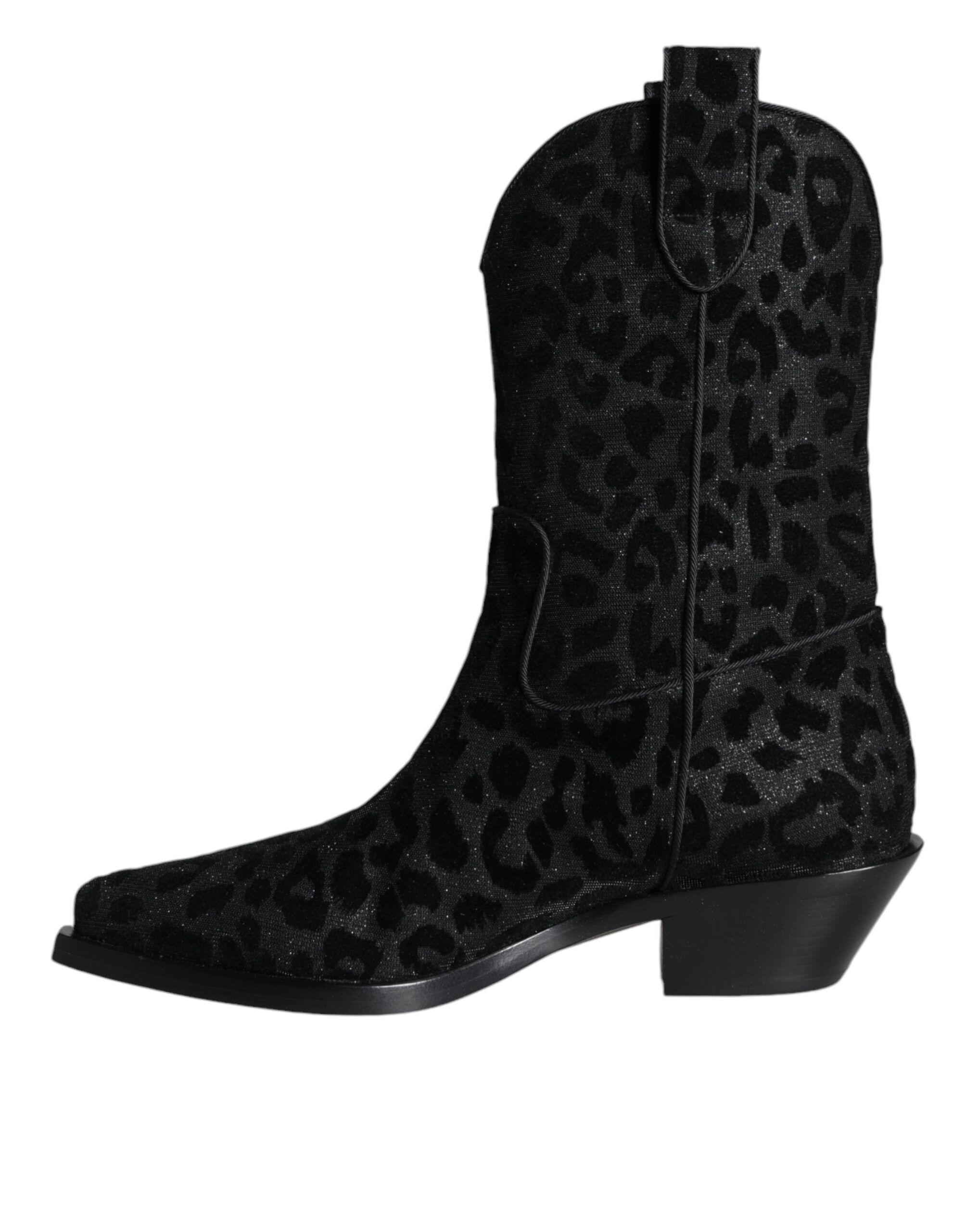 Black Gray Leopard Cowboy Boots Women's Shoes - Dolce & Gabbana - Modalova