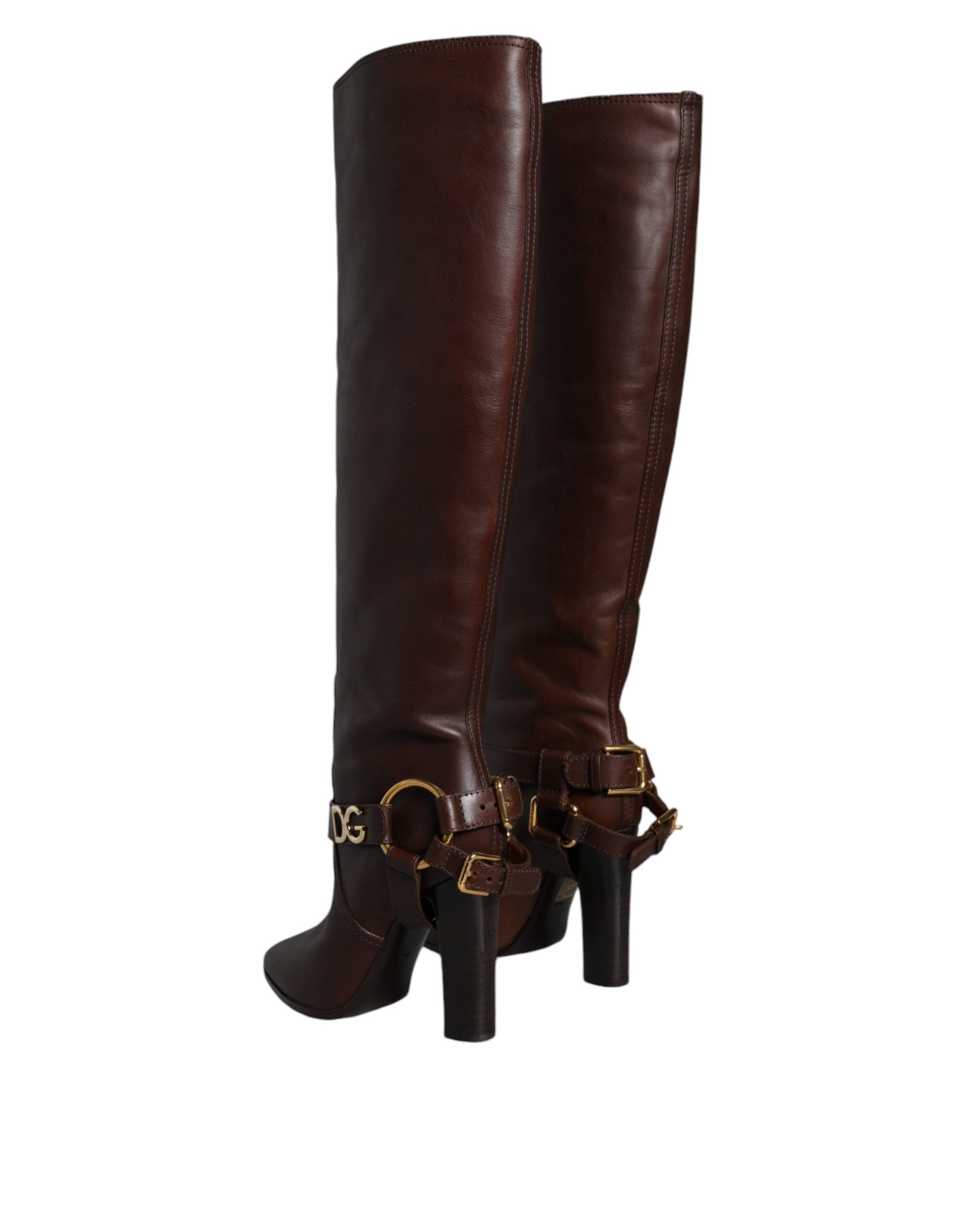 Leather Gold Tone Logo High Boots Women's Shoes (Pre-Owned) - Dolce & Gabbana - Modalova