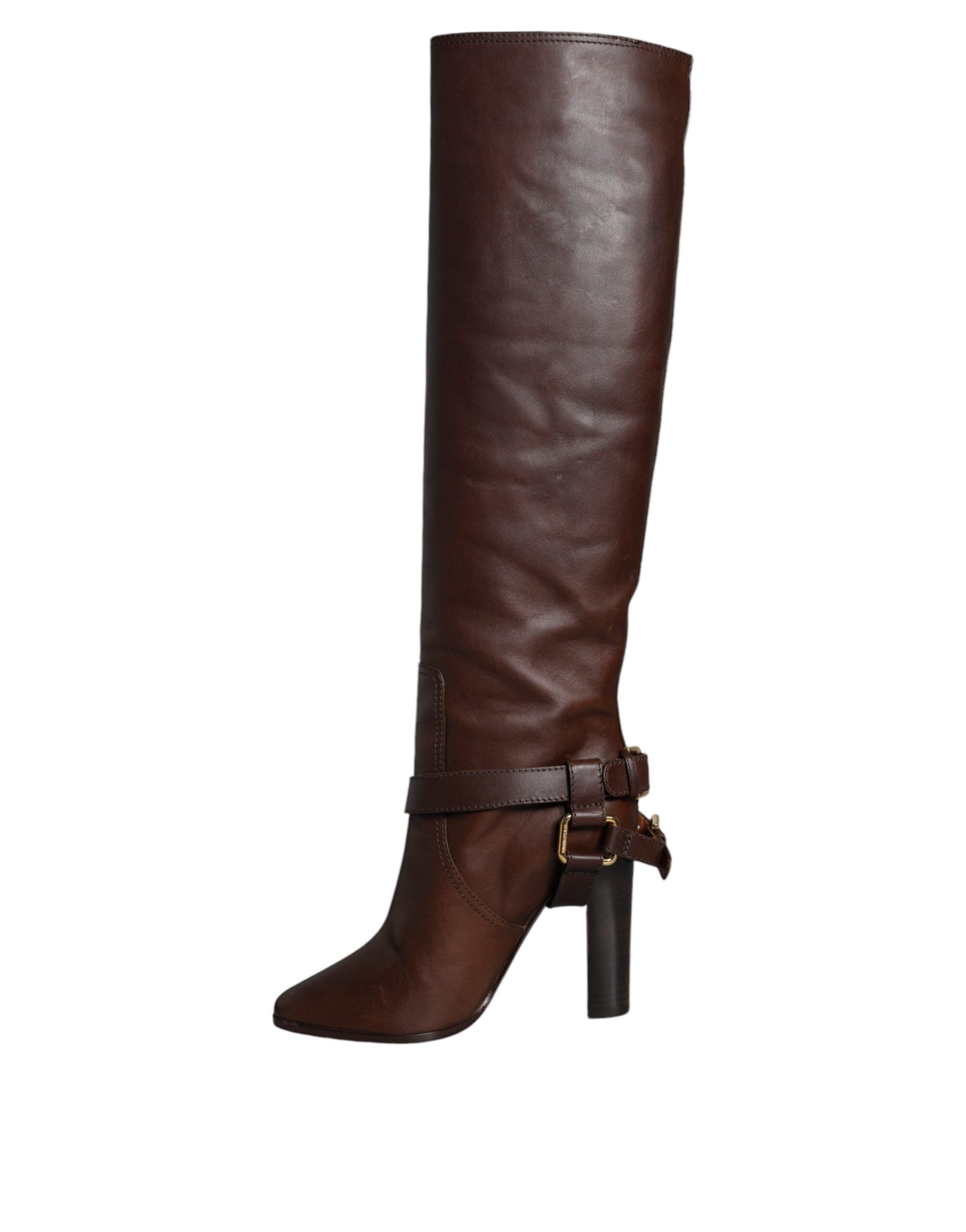 Leather Gold Tone Logo High Boots Women's Shoes (Pre-Owned) - Dolce & Gabbana - Modalova