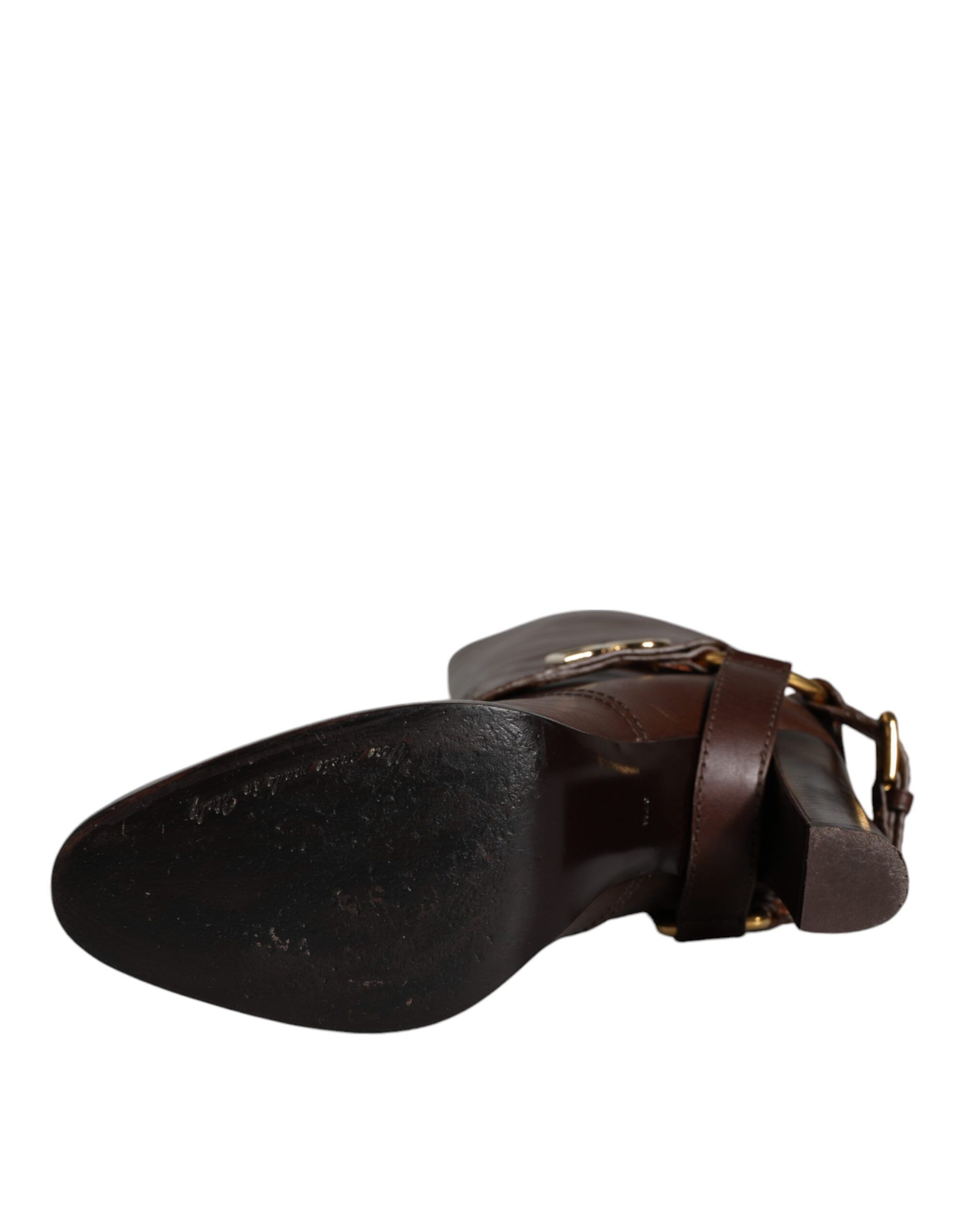Leather Gold Tone Logo High Boots Women's Shoes (Pre-Owned) - Dolce & Gabbana - Modalova