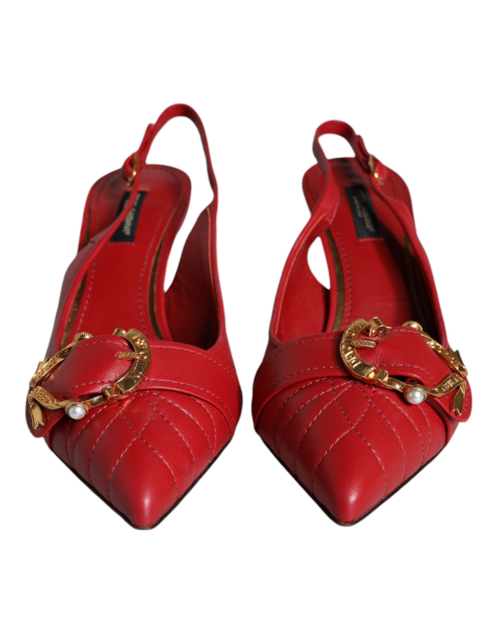 Devotion Leather Heels Slingback Women's Shoes - Dolce & Gabbana - Modalova