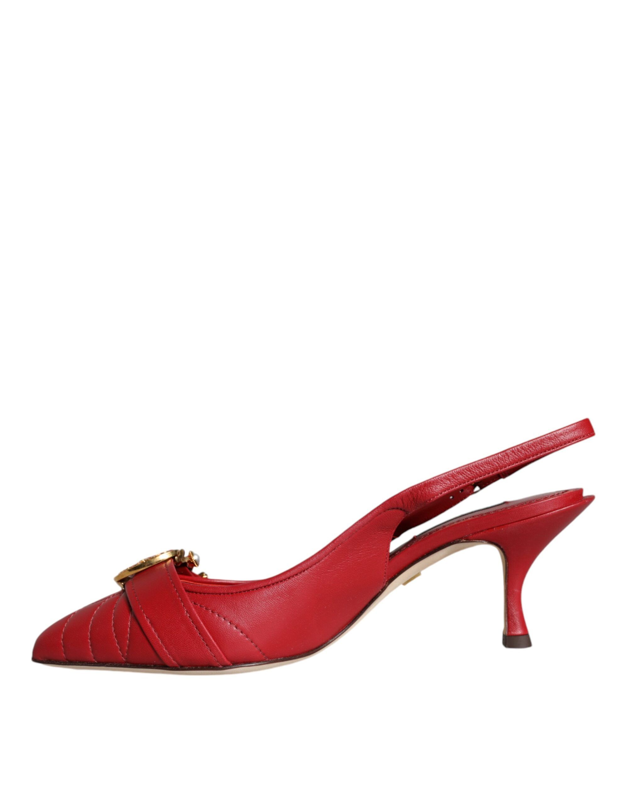 Devotion Leather Heels Slingback Women's Shoes - Dolce & Gabbana - Modalova