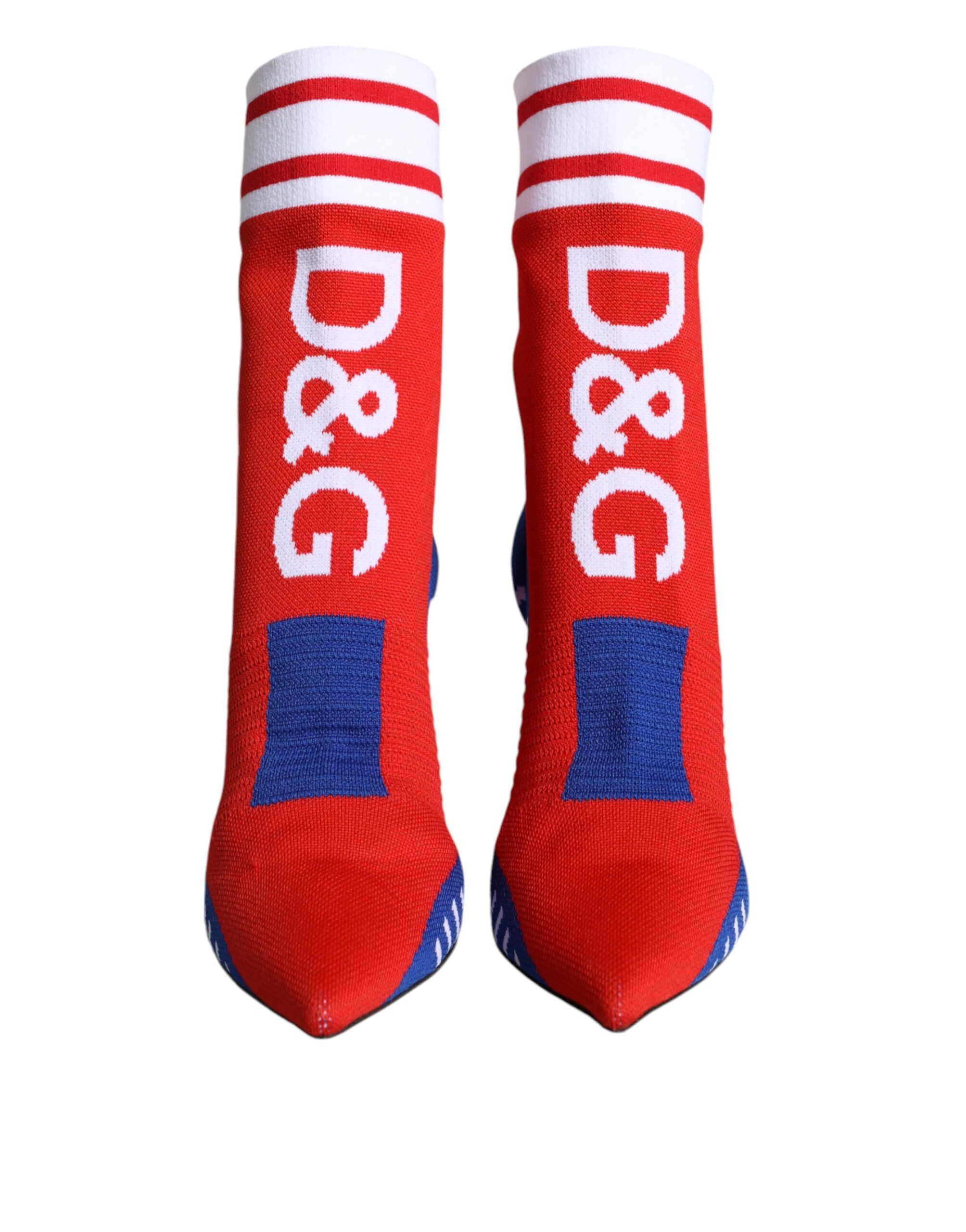 Red Blue Stretch Sock Style Ankle Boots Logo Women's Shoes - Dolce & Gabbana - Modalova