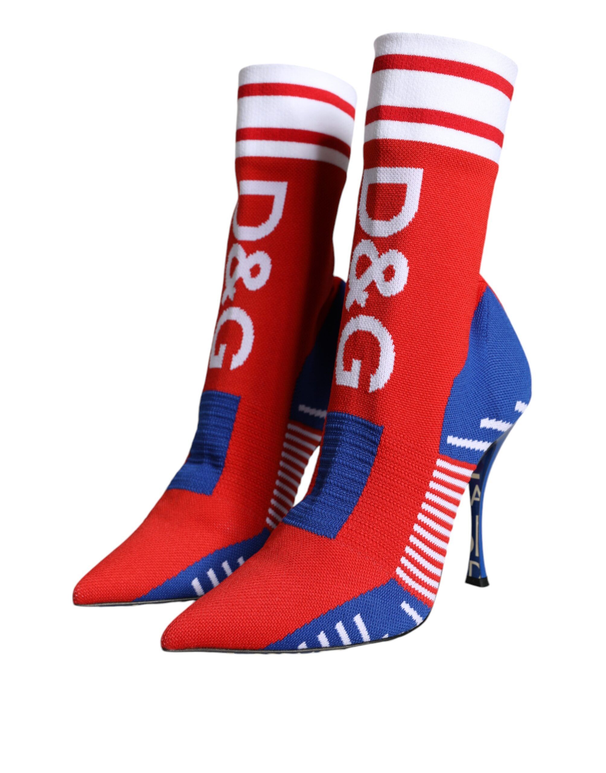 Red Blue Stretch Sock Style Ankle Boots Logo Women's Shoes - Dolce & Gabbana - Modalova