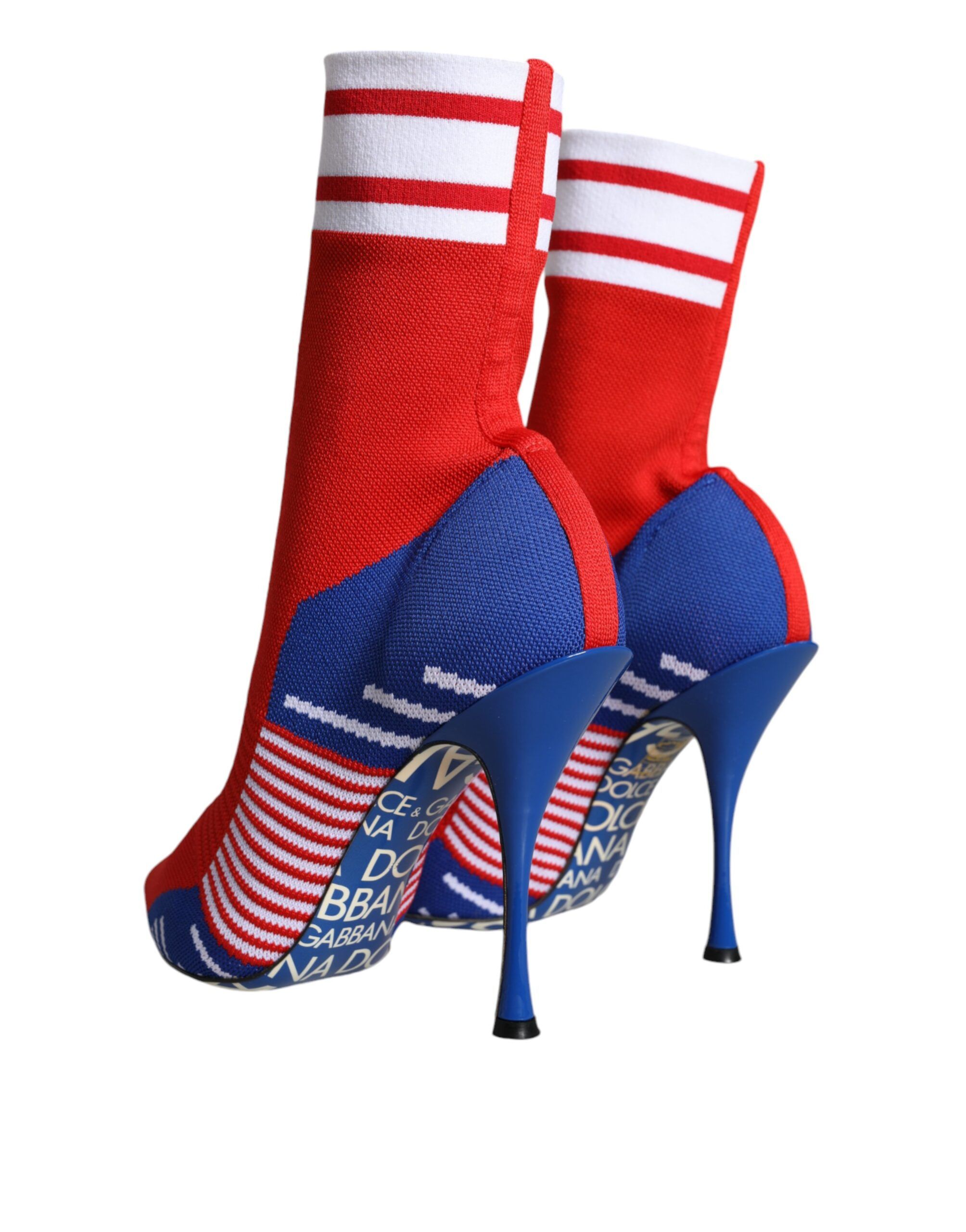 Red Blue Stretch Sock Style Ankle Boots Logo Women's Shoes - Dolce & Gabbana - Modalova