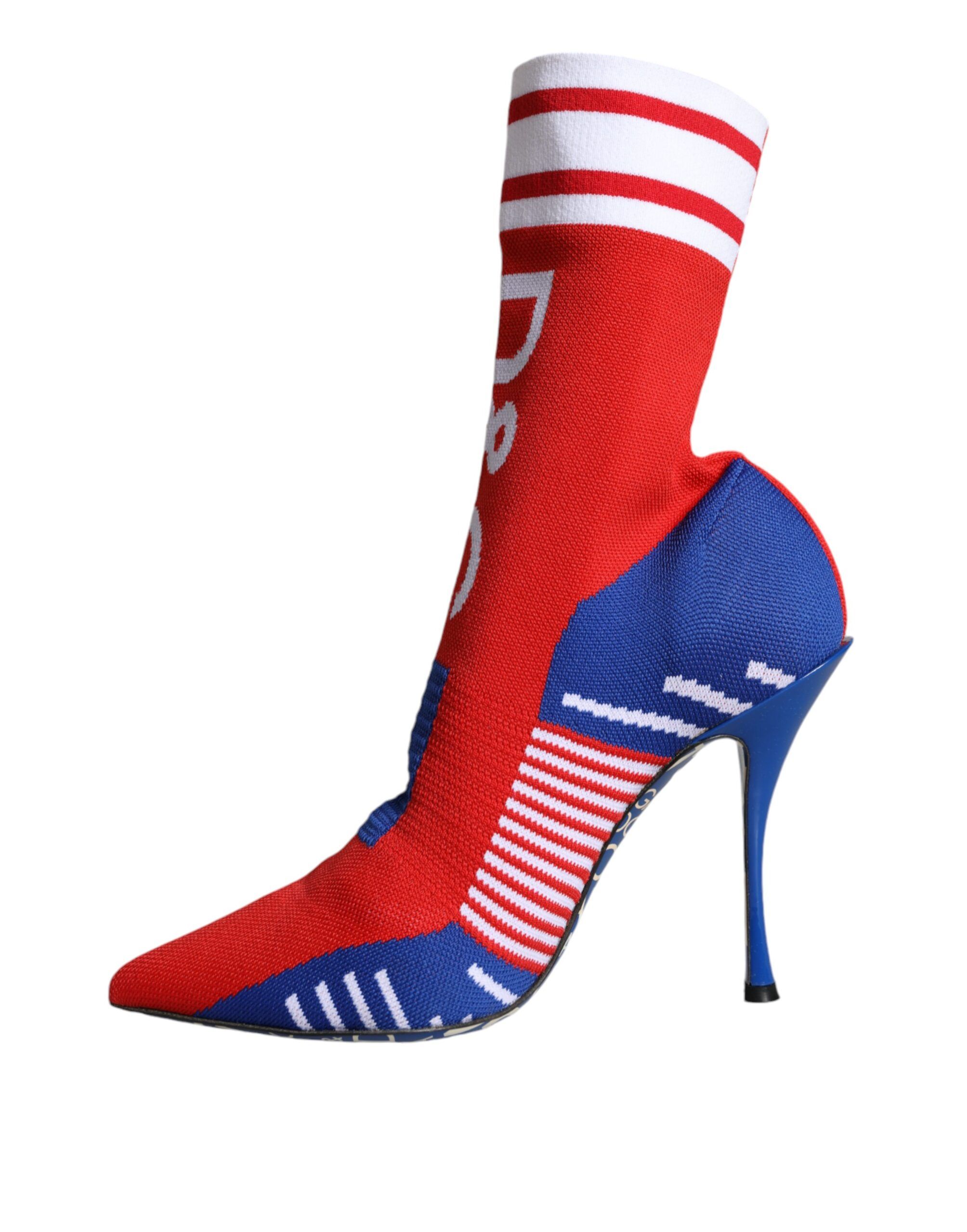 Red Blue Stretch Sock Style Ankle Boots Logo Women's Shoes - Dolce & Gabbana - Modalova